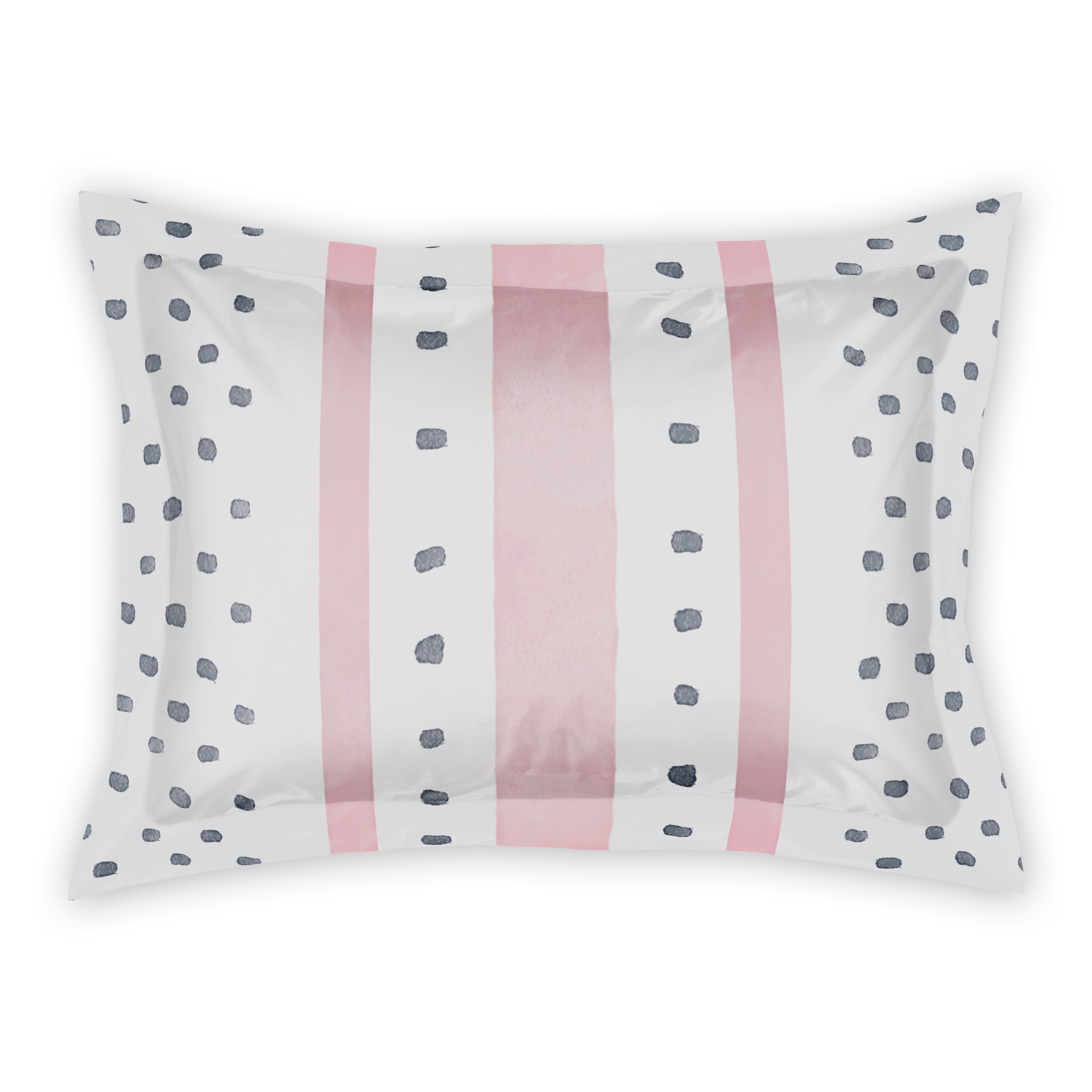 Blush and Navy Watercolor Pattern Standard Brushed Poly Sham