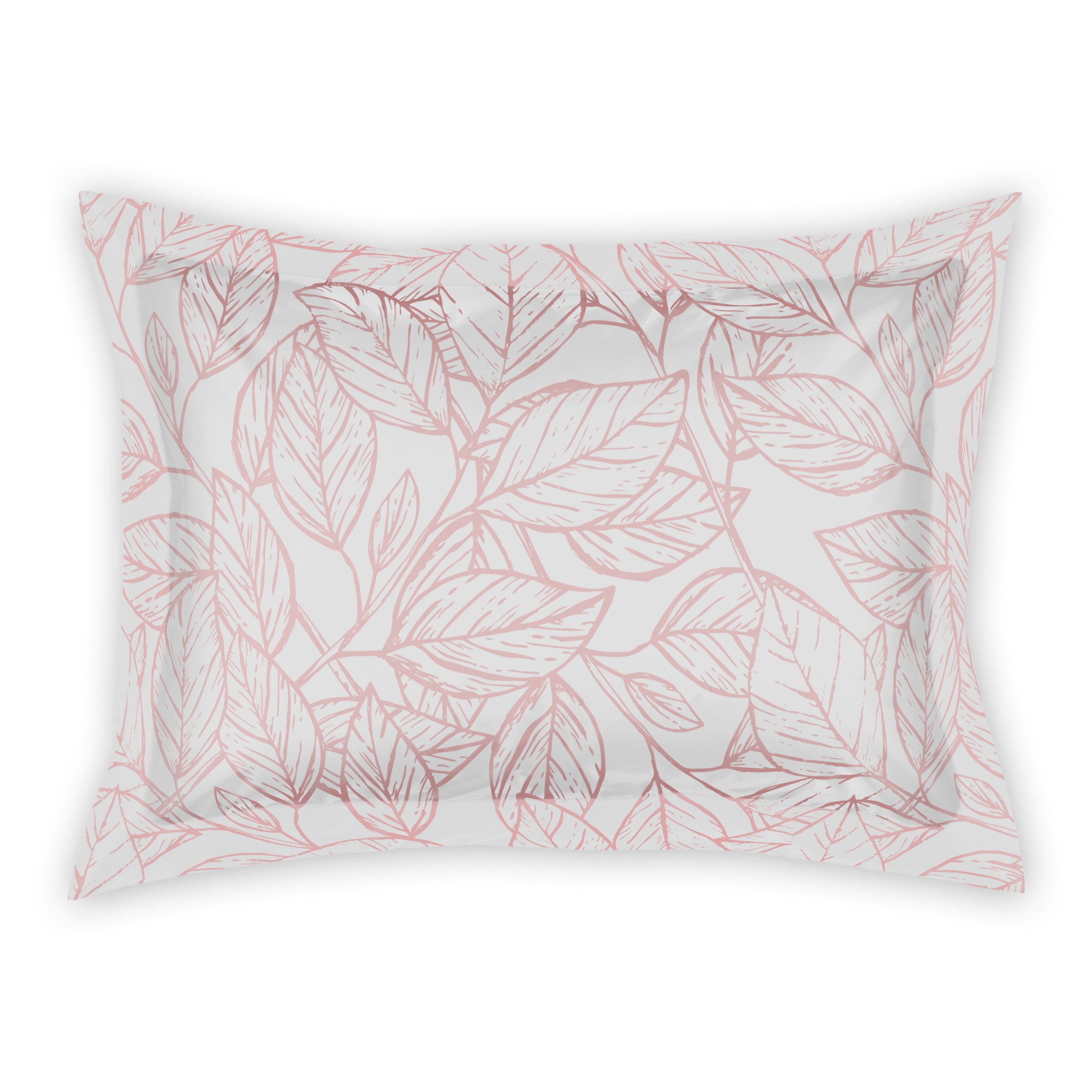 Blush Watercolor Leaf Pattern Standard Brushed Poly Sham