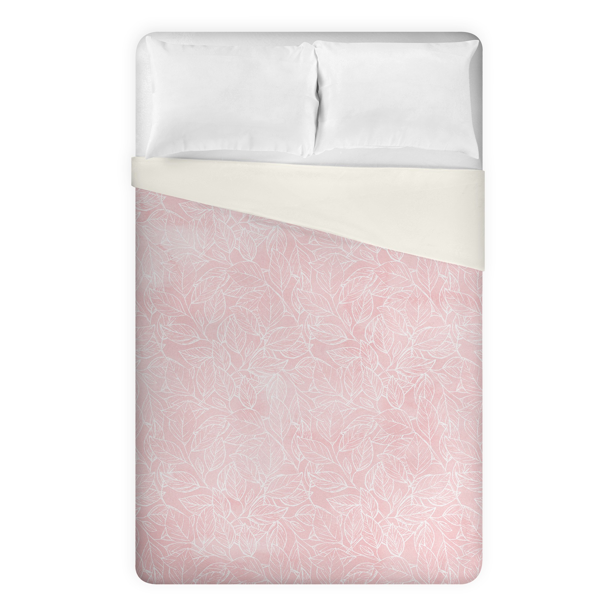 Blush and Teal Leaf Pattern Duvet