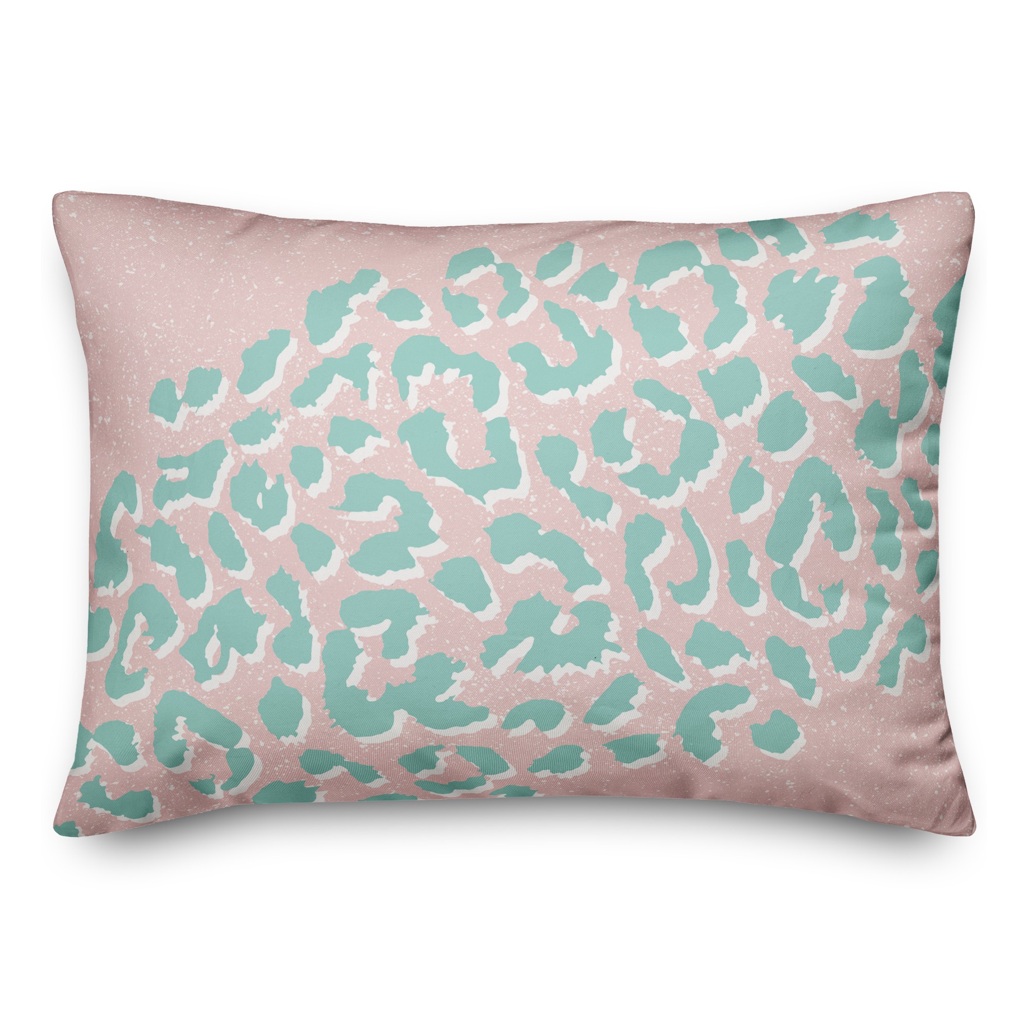 Teal Cheetah Print on Pink 14x20 Spun Poly Pillow