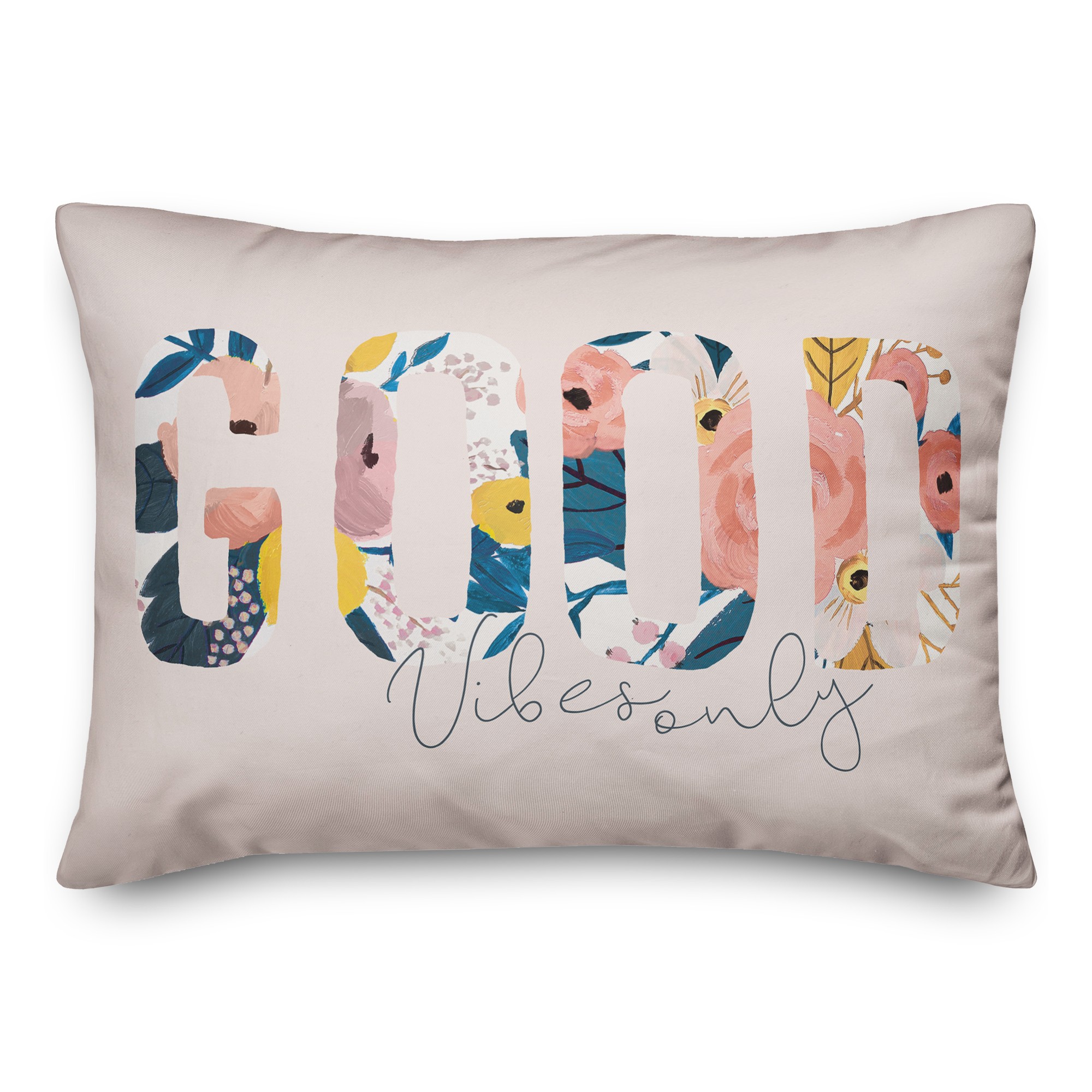 Blush Good Vibes Only 14x20 Spun Poly Pillow