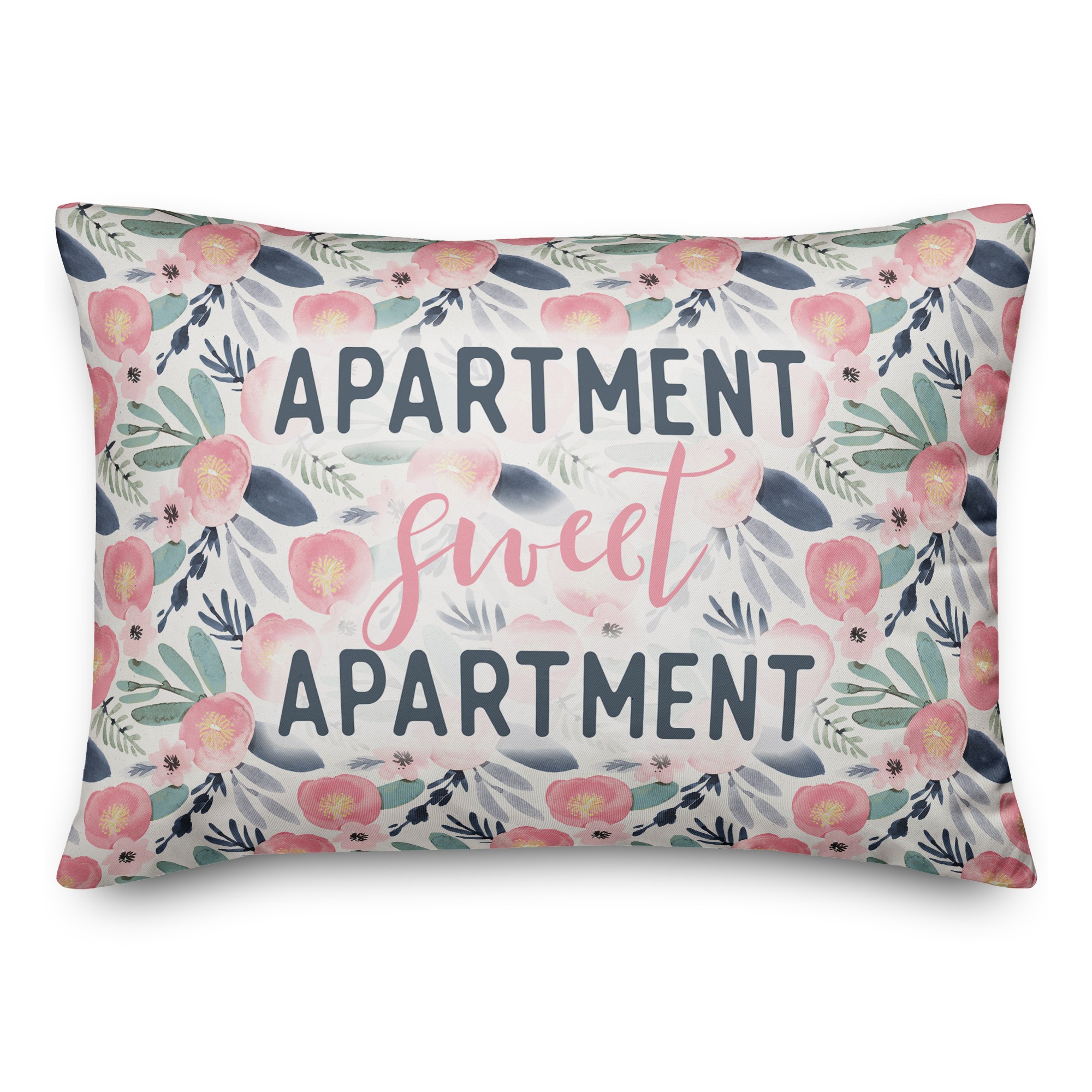 Apartment Sweet Apartment with Flowers 14x20 Spun Poly Pillow