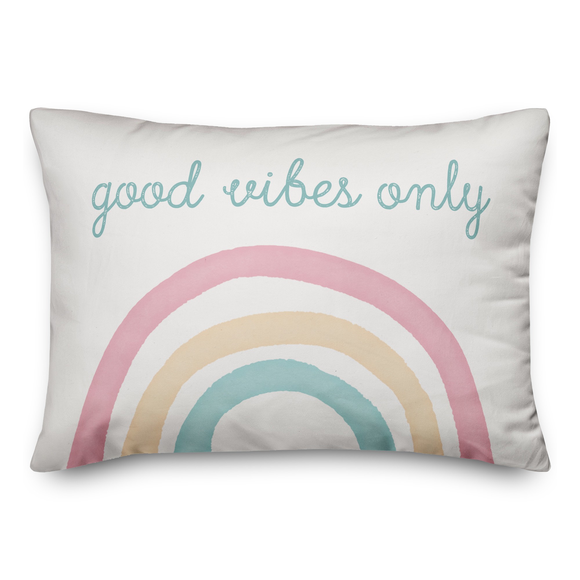 Good Vibes Only Simple Rainbow 14x20 Spun Poly Pillow