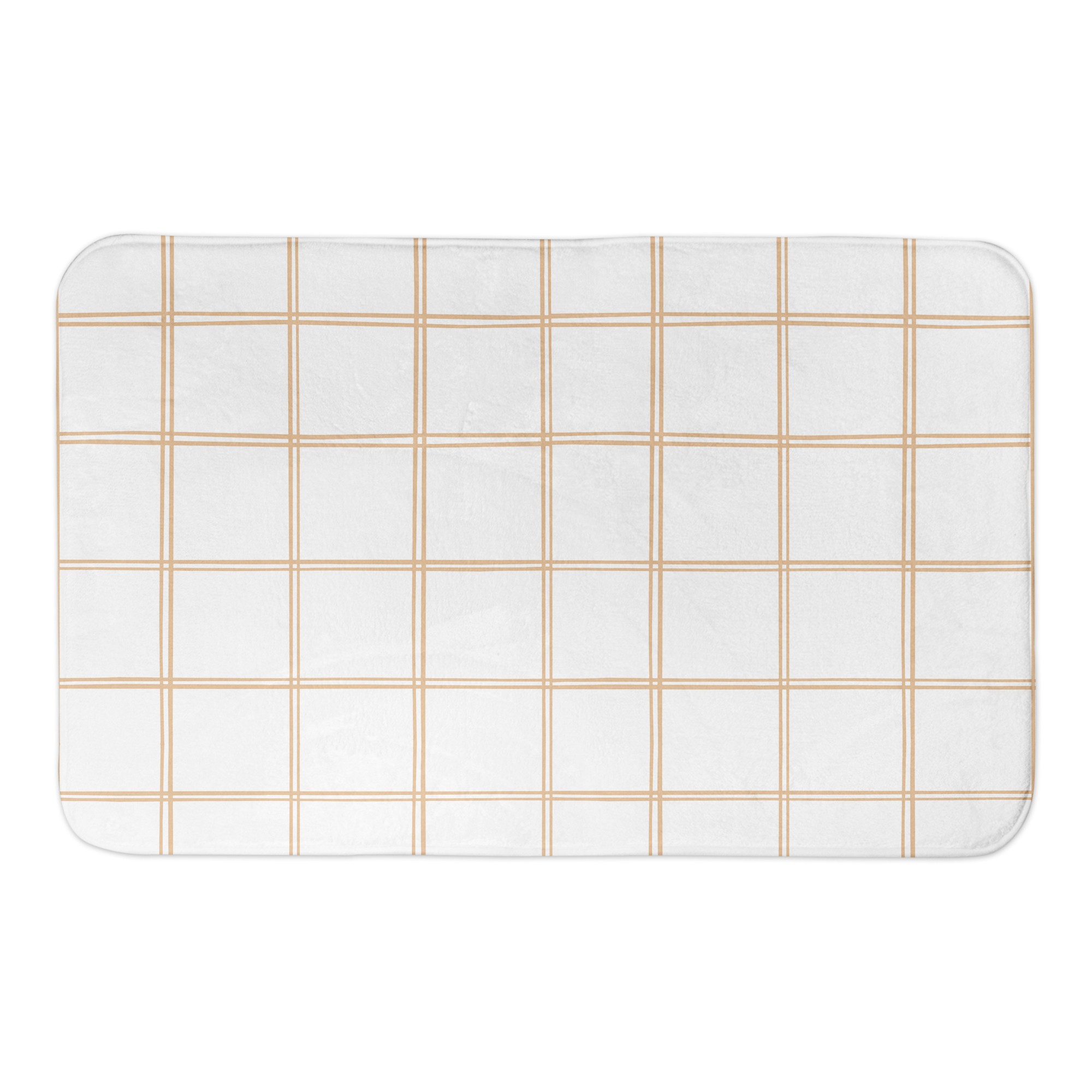 Light Orange Hand Drawn Plaid Pattern 34x21 Bath Mat
