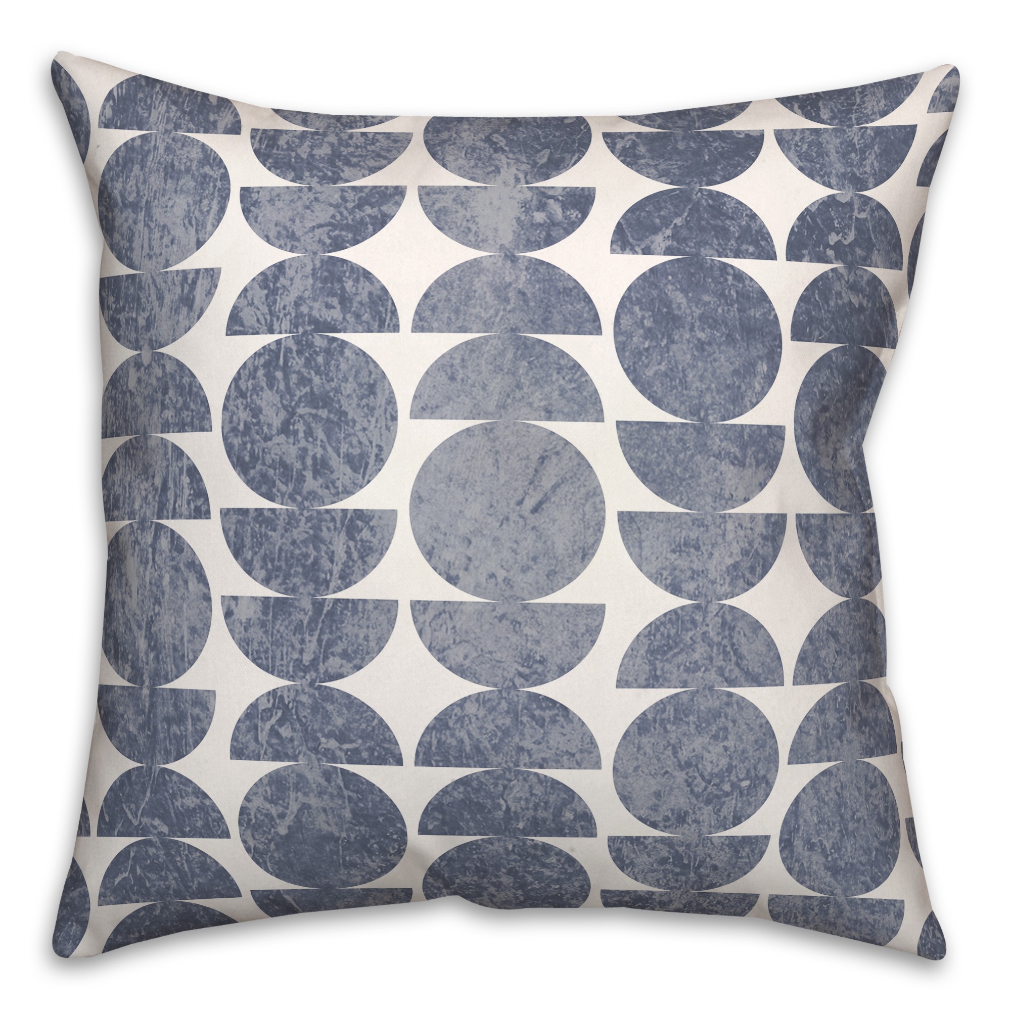Distressed Navy Circle Pattern 18x18 Spun Poly Pillow