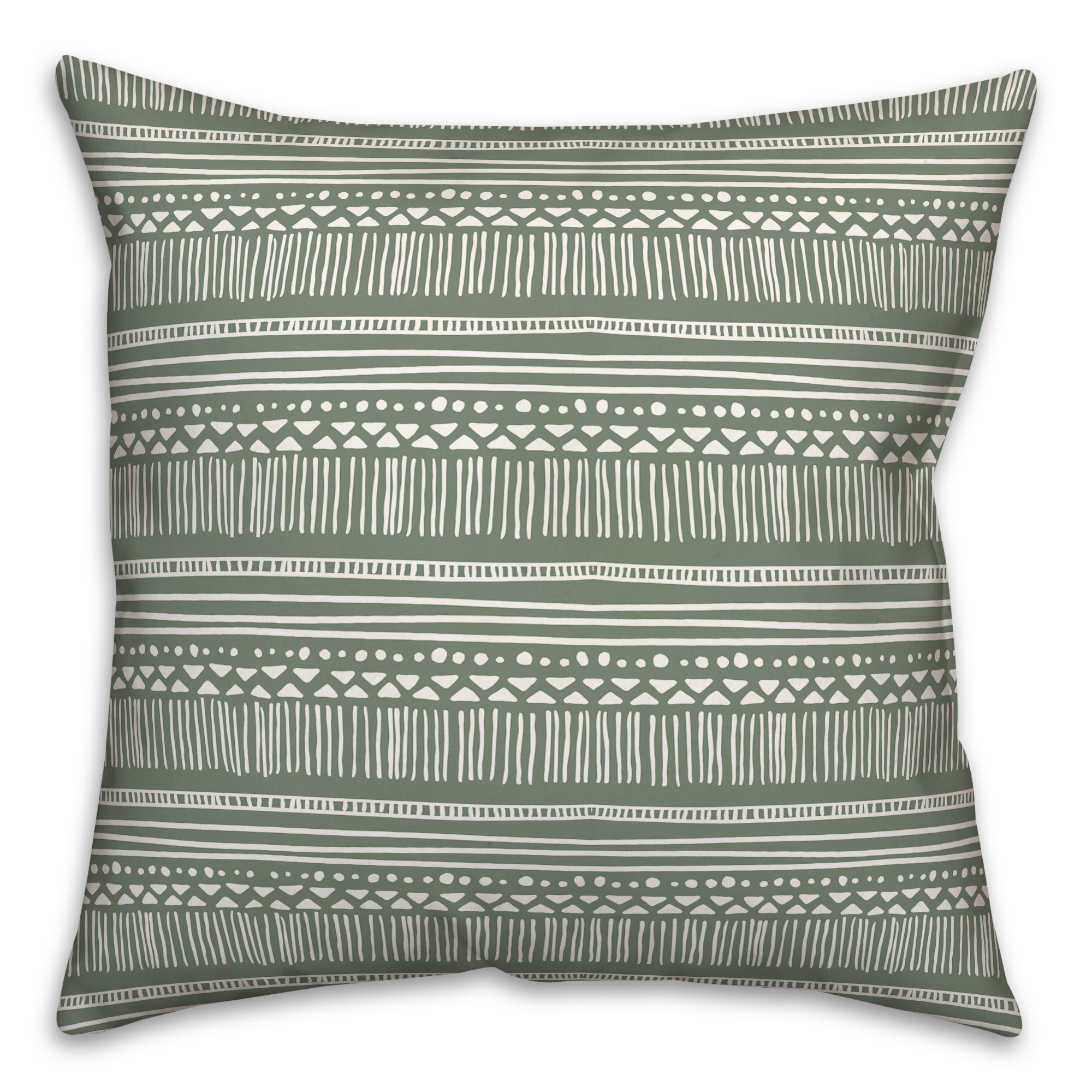 Sketchy Tribal Print Green 18x18 Spun Poly Pillow
