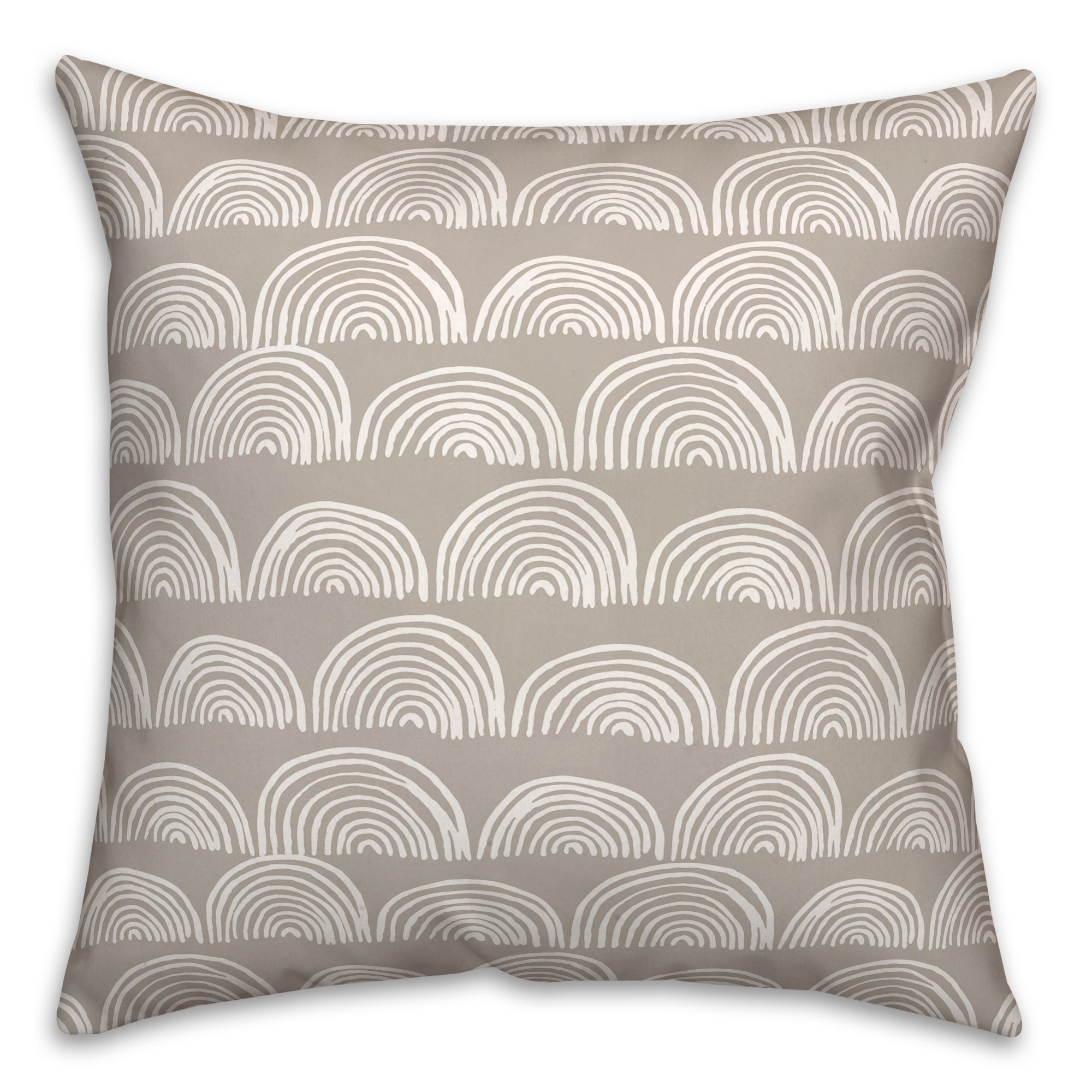 Tan Half Circles Pattern 18x18 Spun Poly Pillow