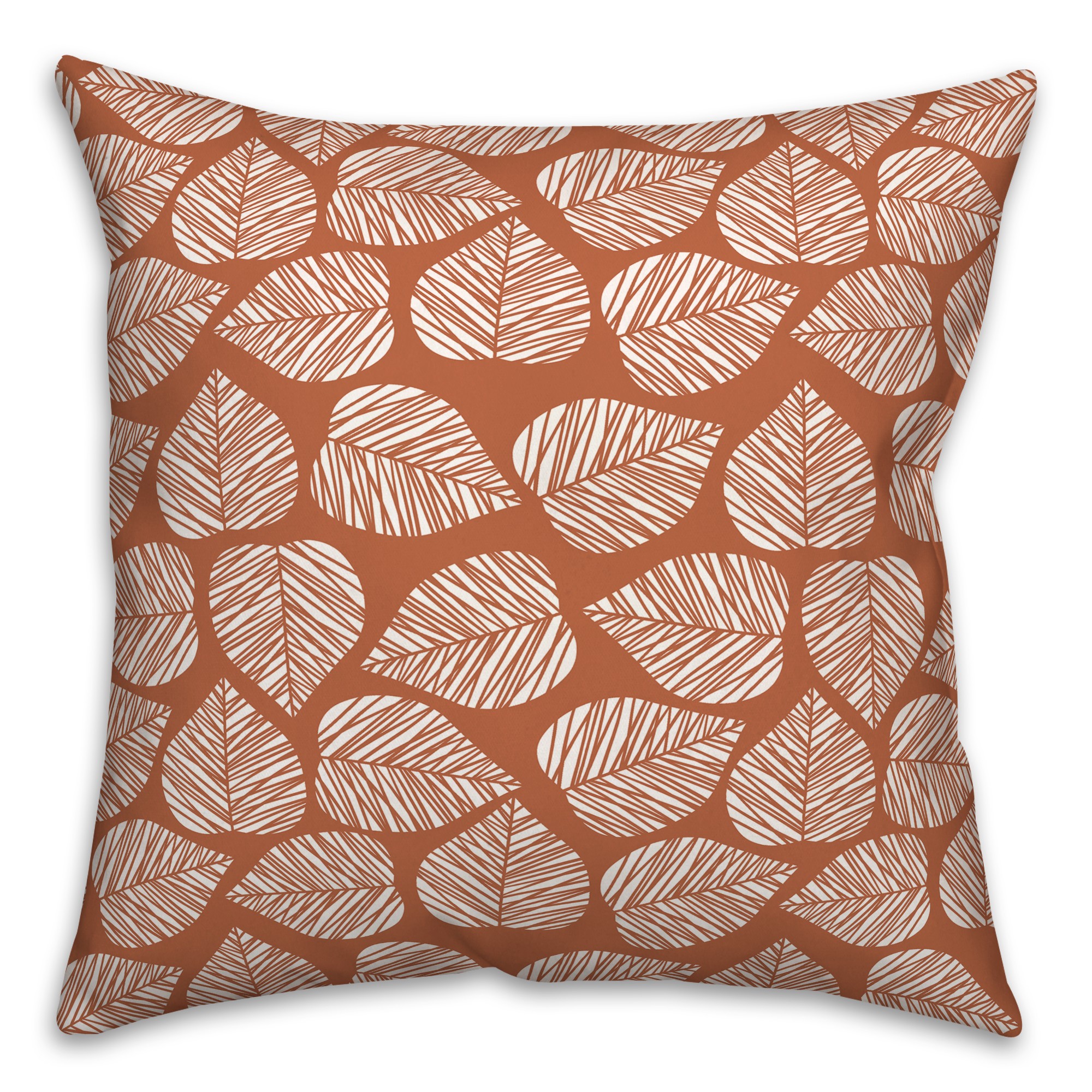 Orange Sketched Leaves Pattern 18x18 Spun Poly Pillow