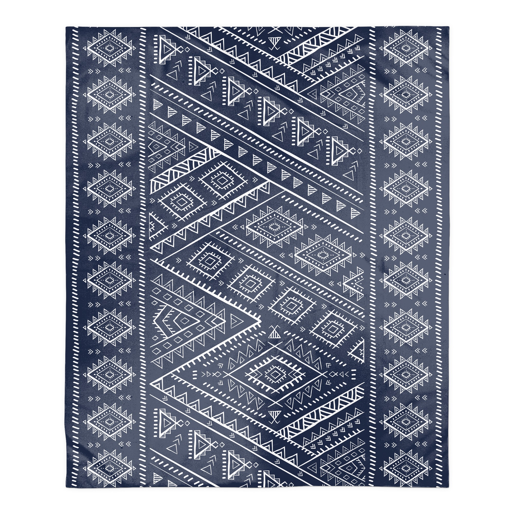 Navy Tribal Diamond Pattern 50x60 Sherpa Fleece Blanket