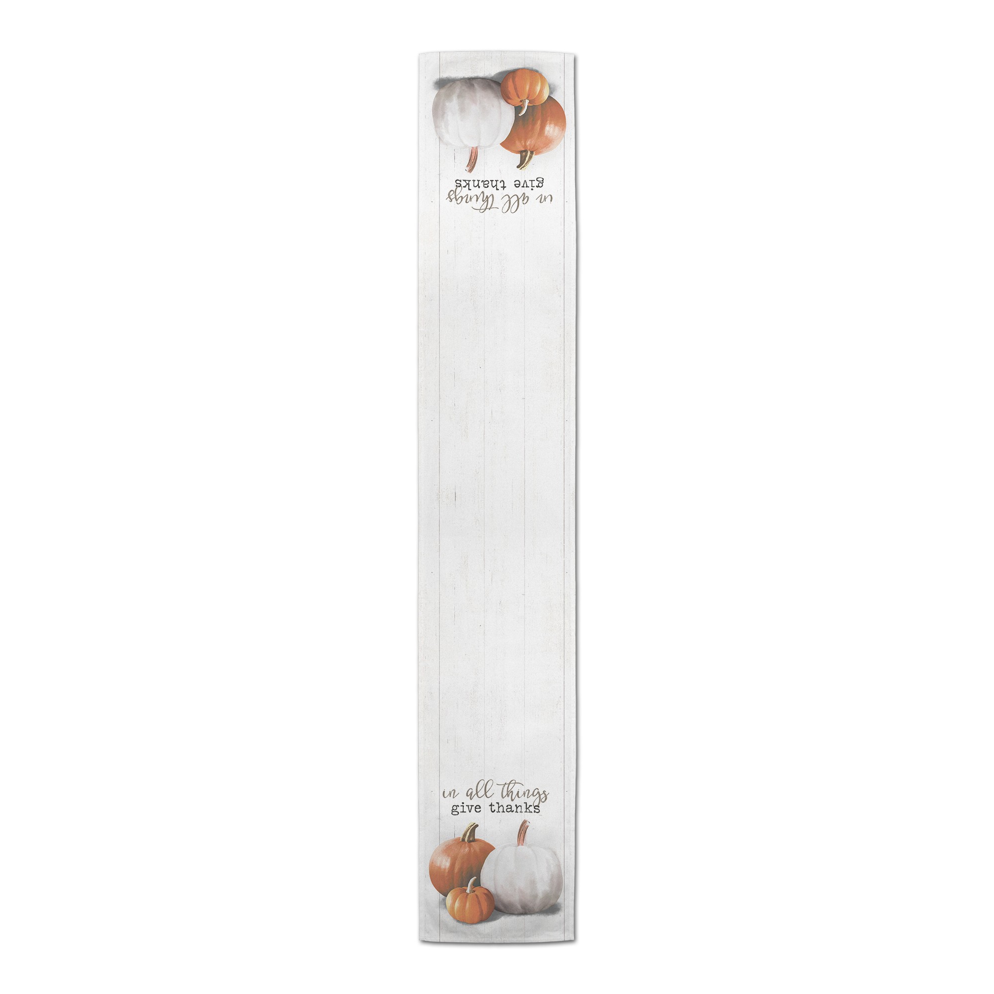 In All Thing Give Thanks Pumpkins 16x72 Poly Twill Table Runner
