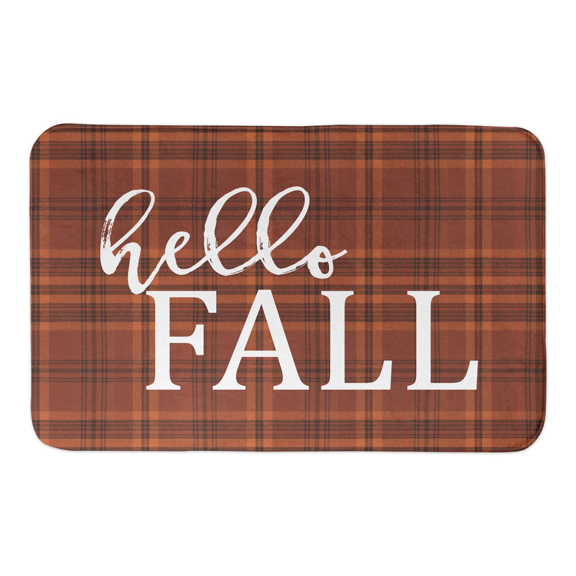 Autumn Plaid Hello Fall 34x21 Bath Mat