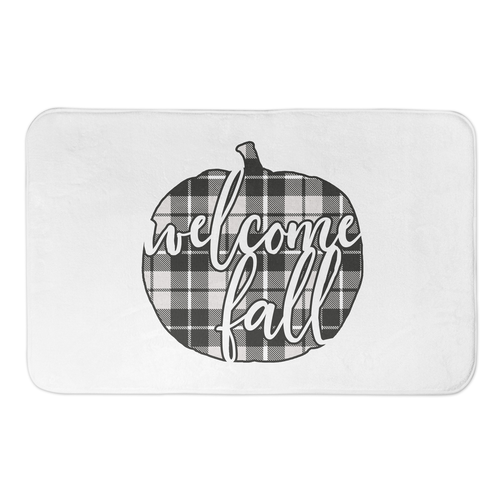Plaid Pumpkin Welcome Fall 34x21 Bath Mat
