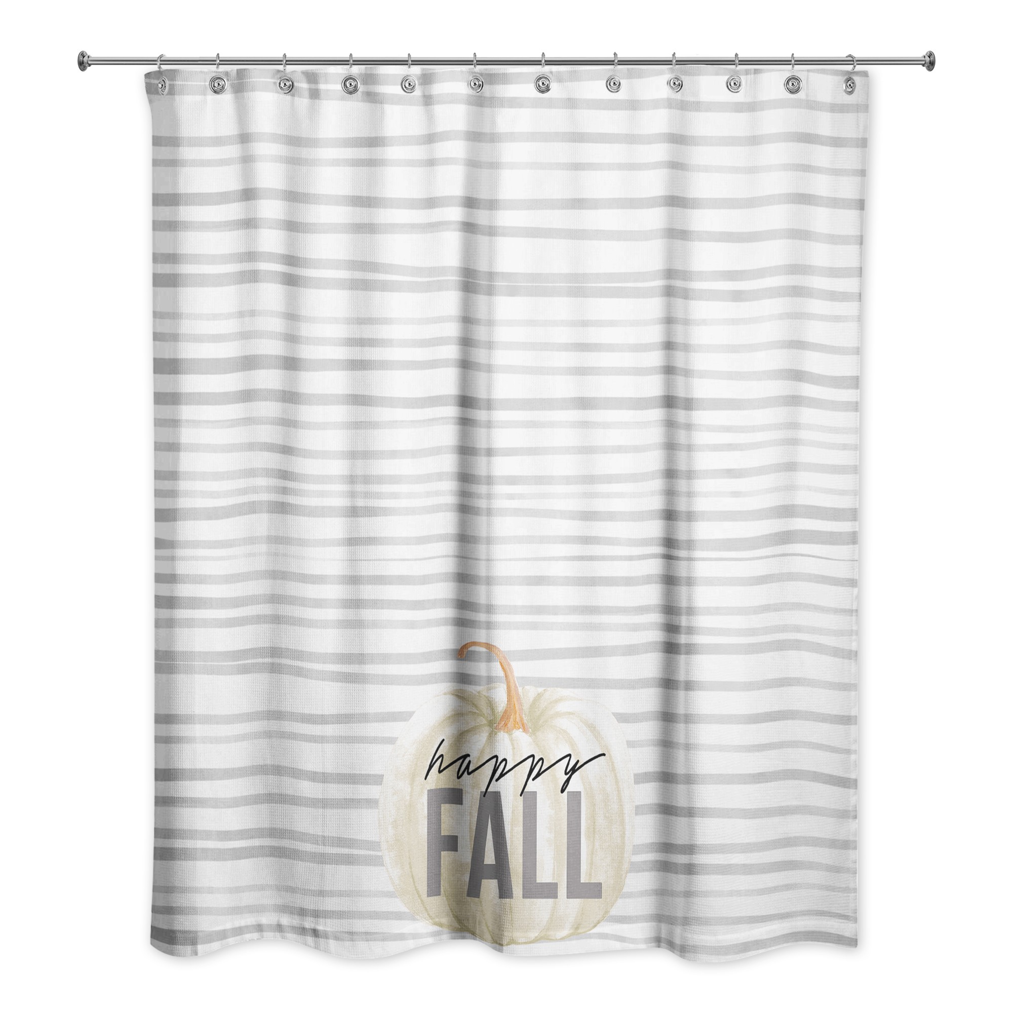 Happy Fall Gray Stripes Pattern 71x74 Shower Curtain