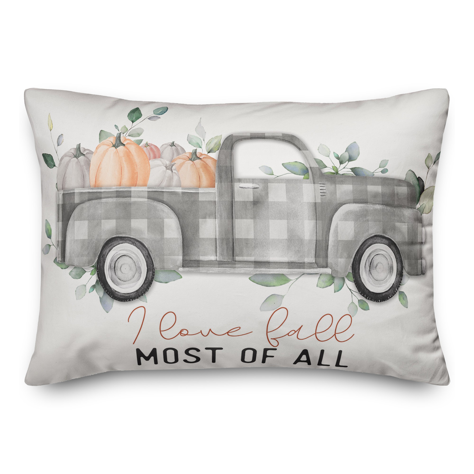 Gray Buffalo Check Fall Truck 14x20 Spun Poly Pillow