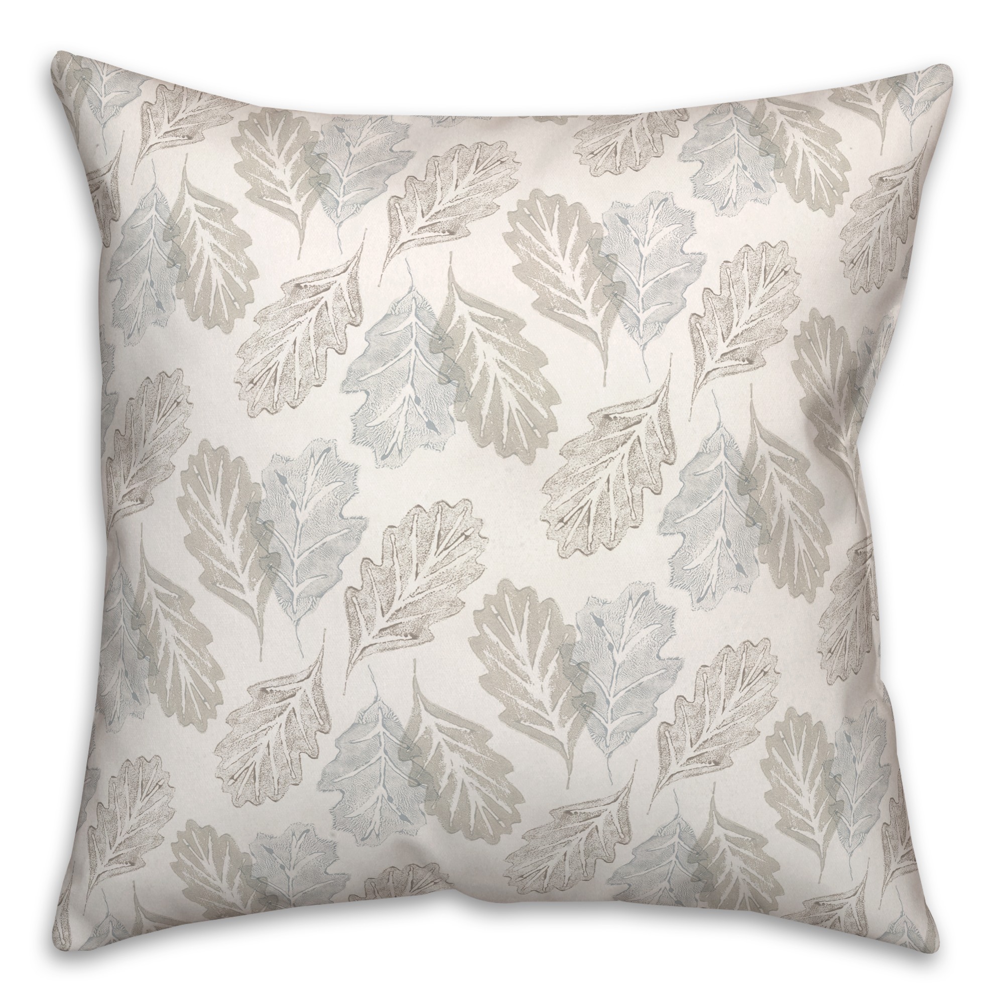 Gray Leaf Stamp Pattern 18x18 Spun Poly Pillow