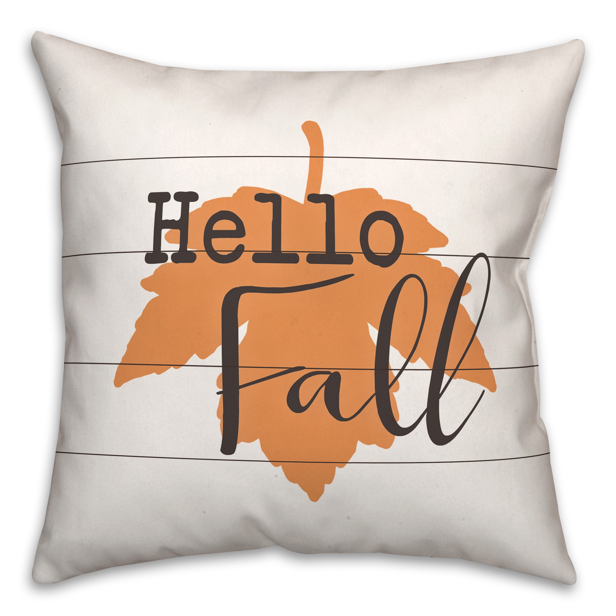 Orange Leaf Hello Fall 18x18 Spun Poly Pillow