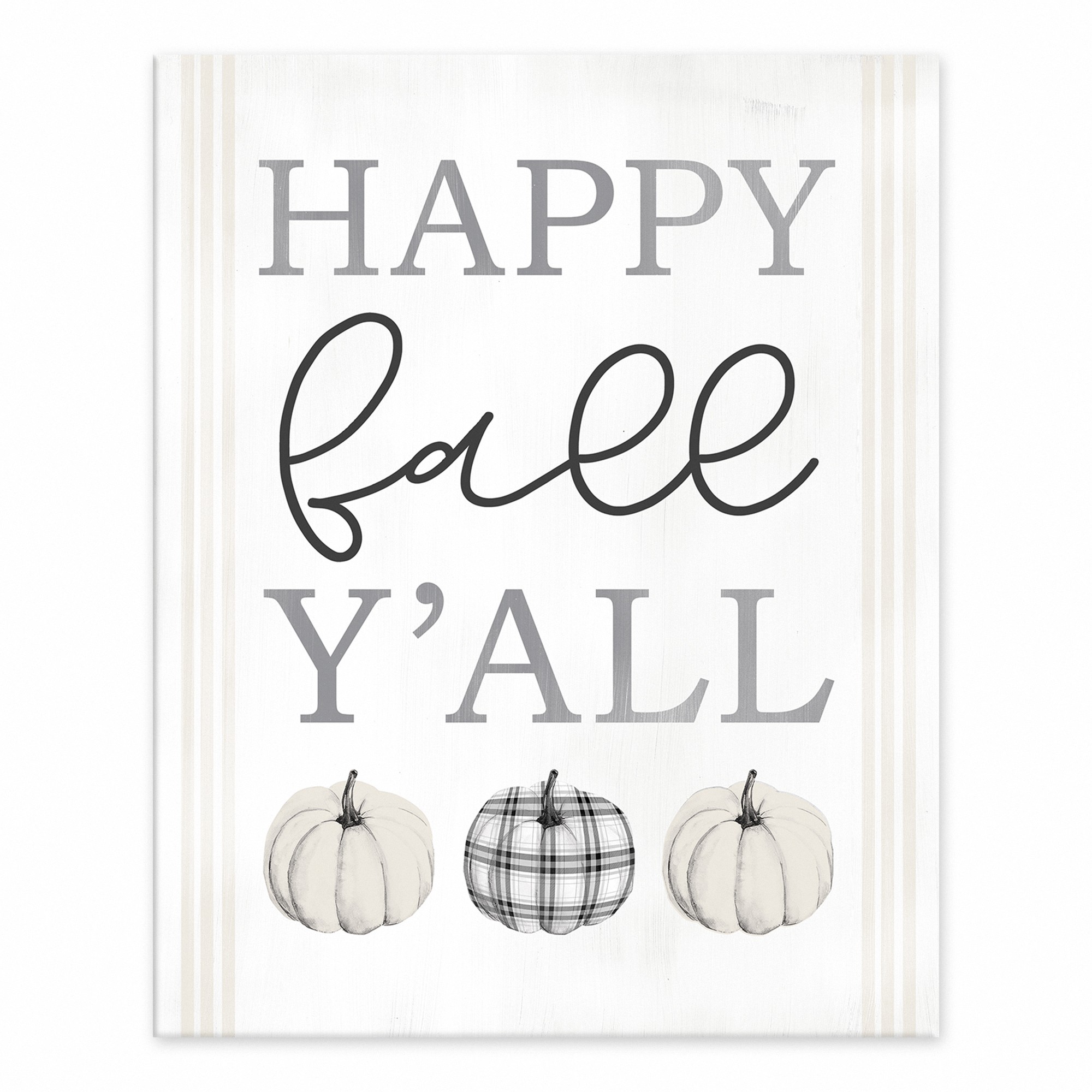 Happy Fall Yall Neutral Pumpkins 8x10 Tabletop Canvas