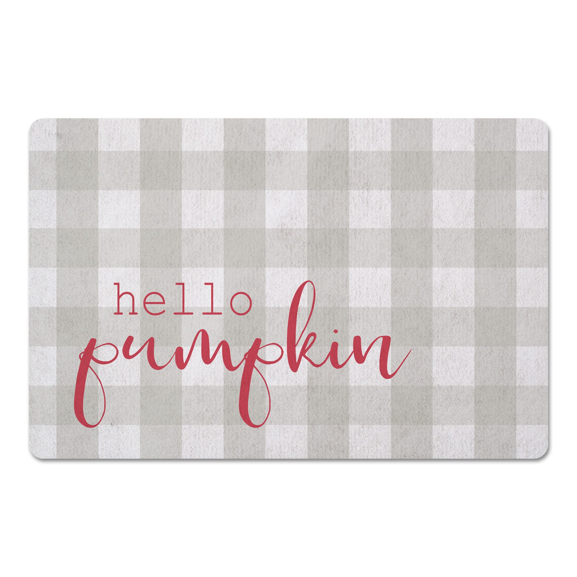 Magenta Hello Pumpkin Gray Buffalo Check 27x18 Floor Mat