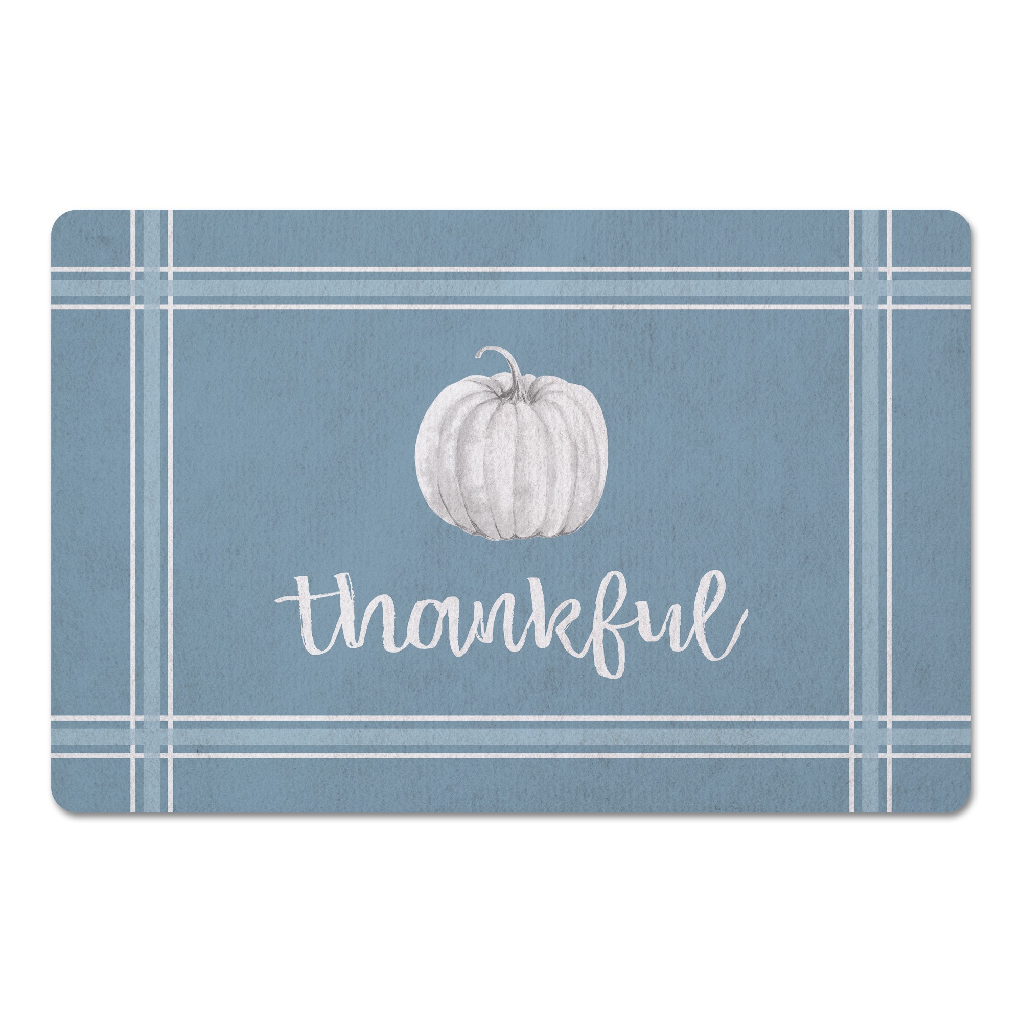 Blue Thankful Pumpkin 27x18 Floor Mat