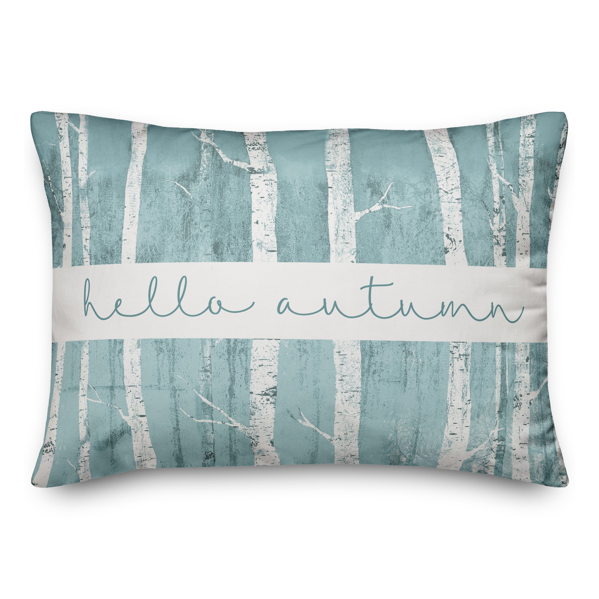 Blue Hello Autumn Birch Trees 14x20 Spun Poly Pillow