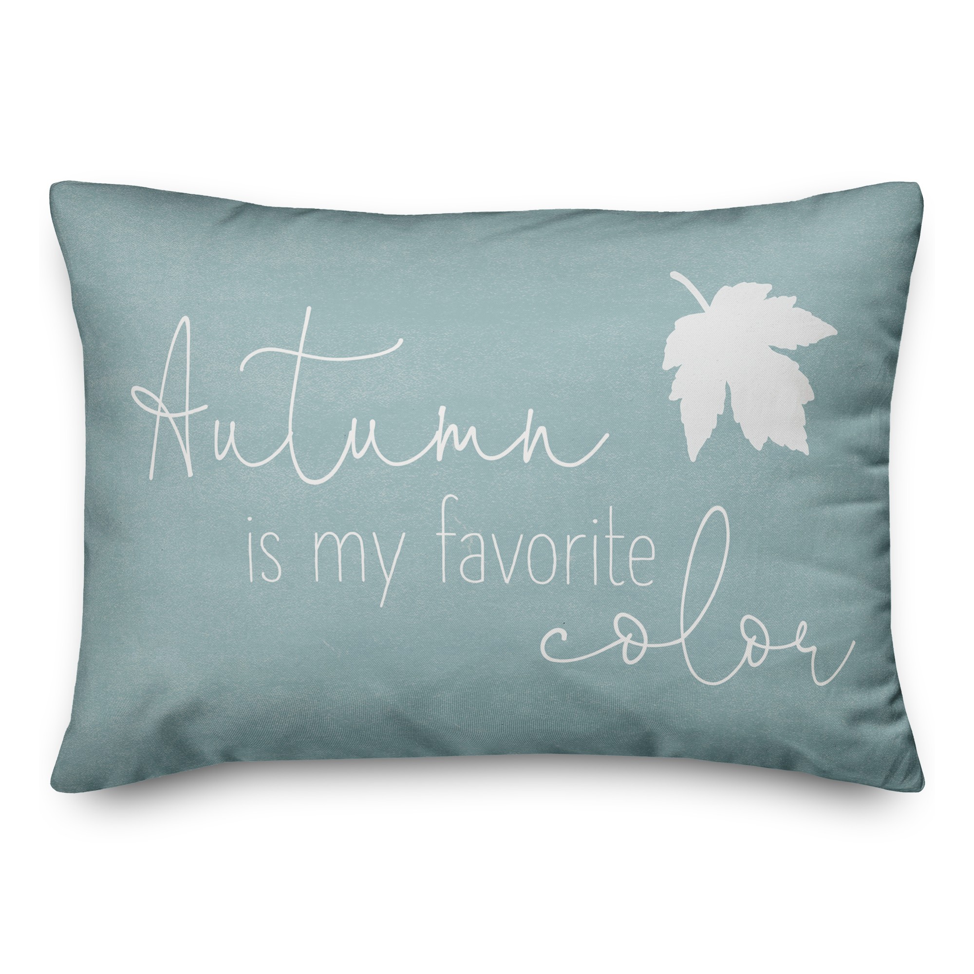 Blue Autumn Leaf and Cursive 14x20 Spun Poly Pillow
