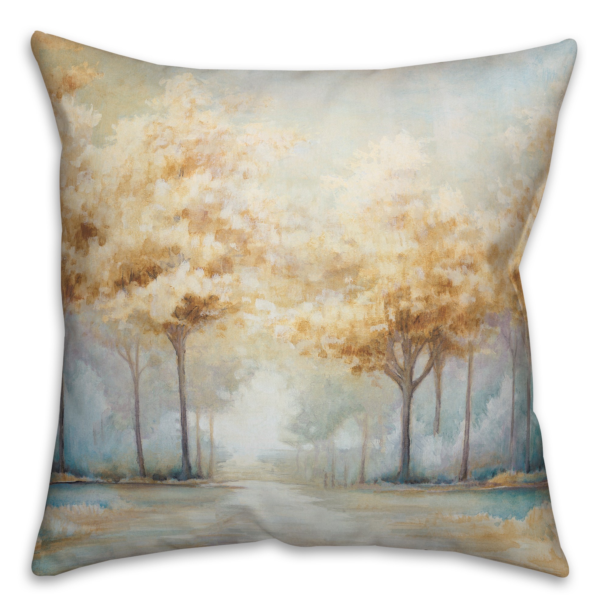 Autumn Blue and Yellow Trees 18x18 Spun Poly Pillow
