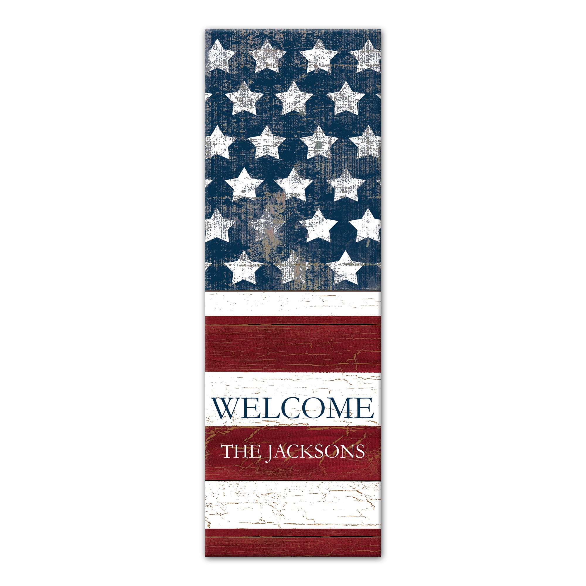 Welcome Long Flag Distress 12x36 Canvas Wall Art
