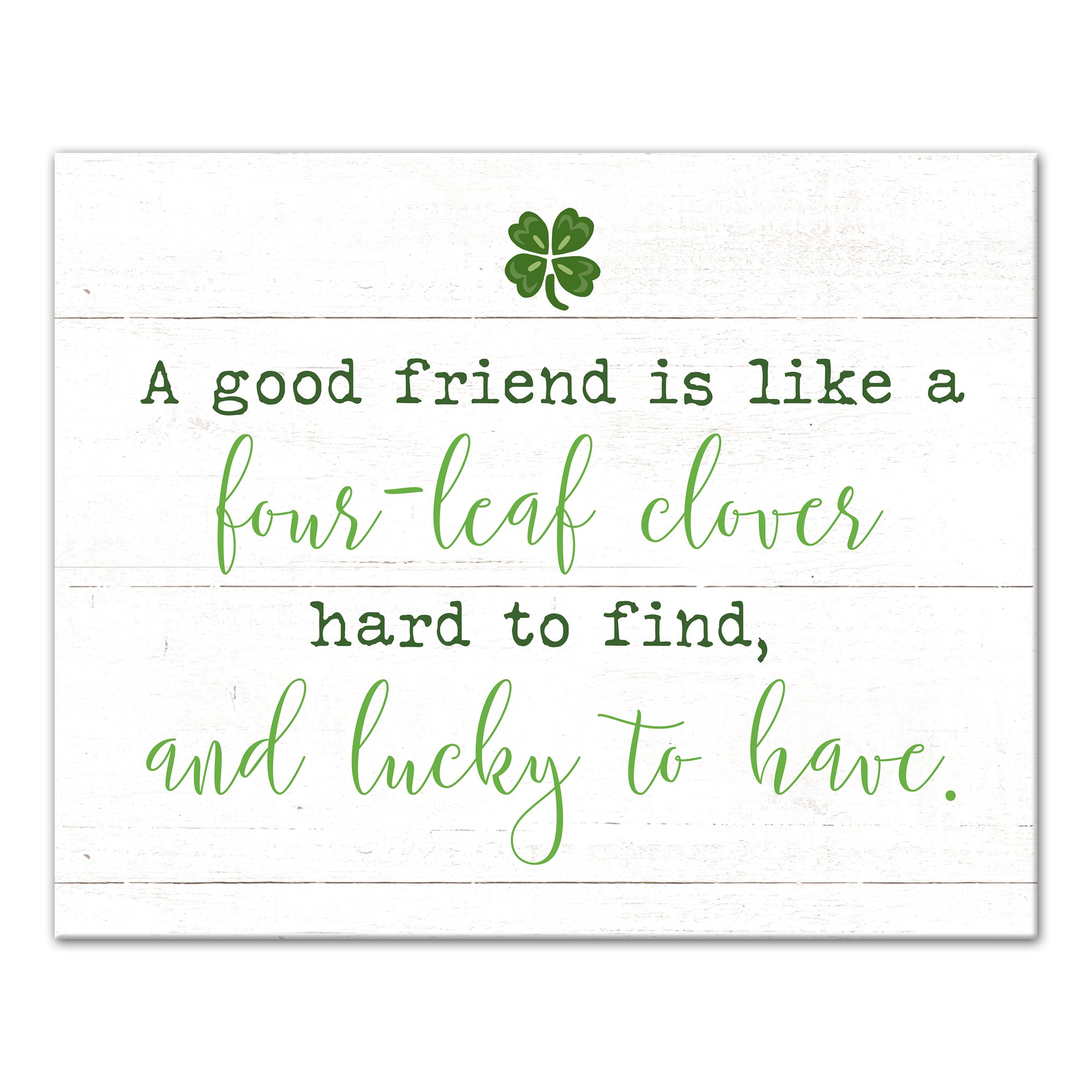 Green Four Leaf Clover Friend 16x20 Canvas Wall Art