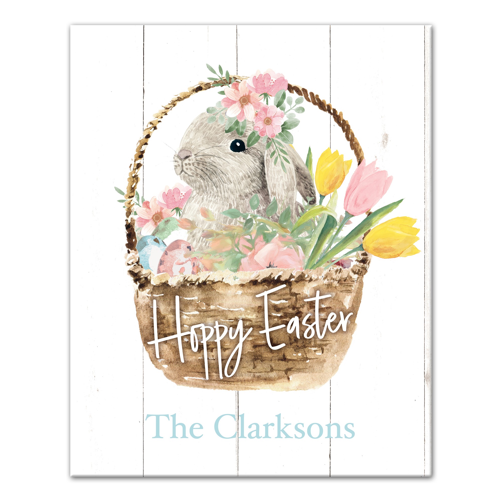 Easter Bunny Basket 16x20 Personalized Canvas Wall Art