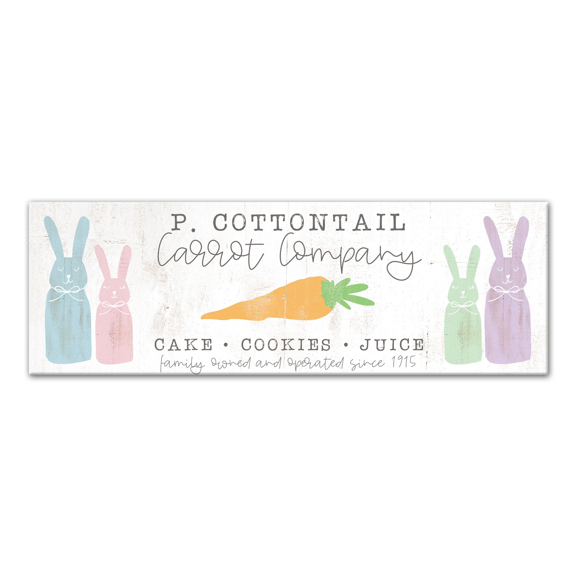 Whimsy Cottontail Carrot Co 12x36 Canvas Wall Art