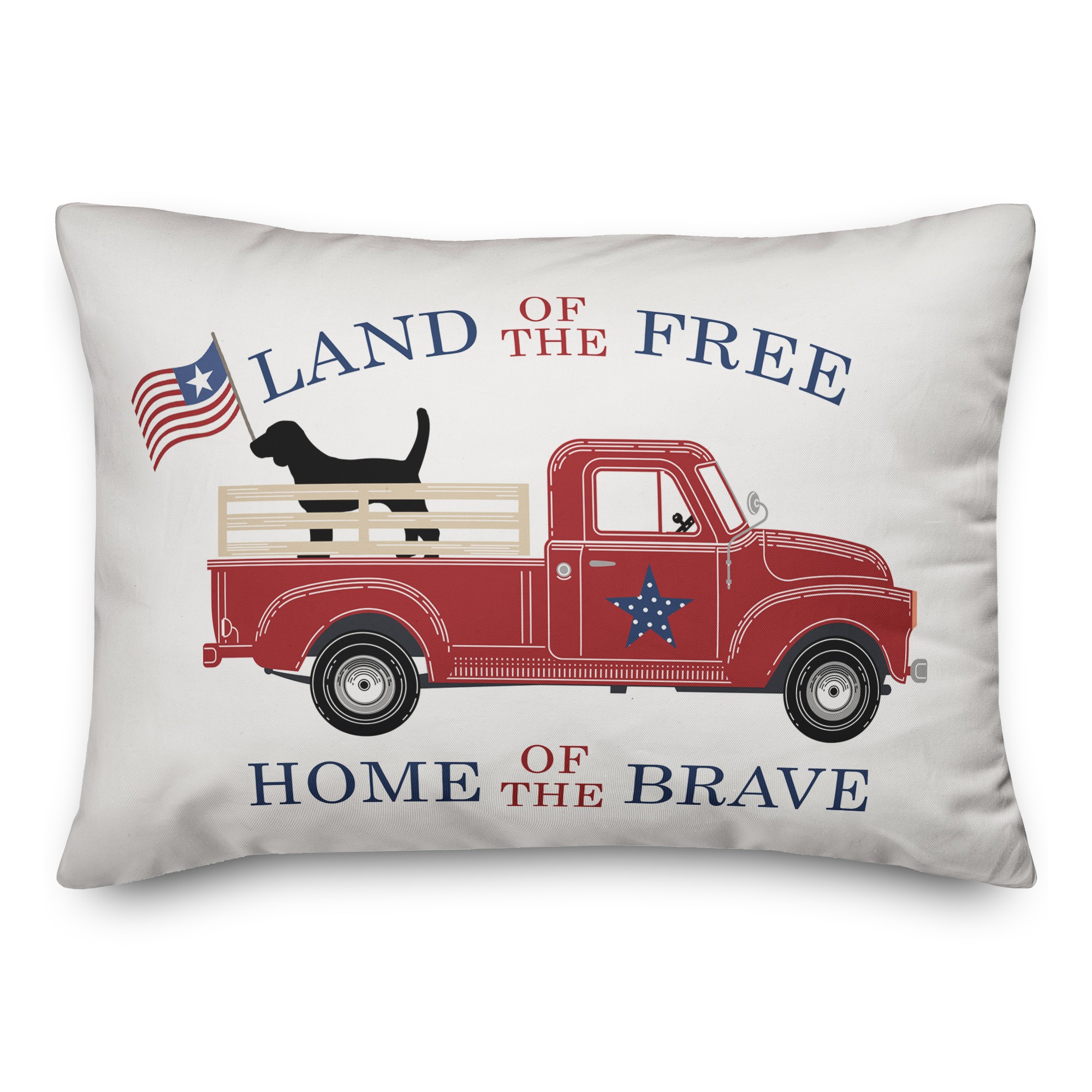 Land Free Home Brave Dog Truck 14x20 Spun Poly Pillow