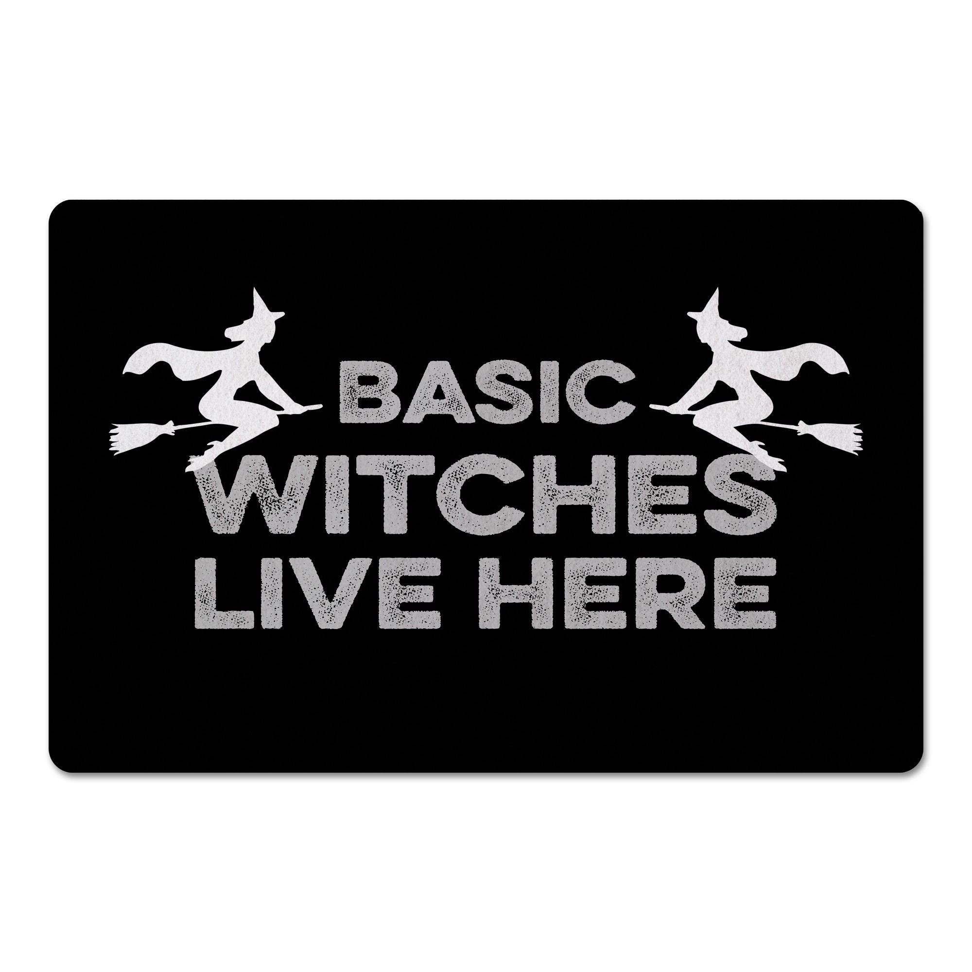 Black Basic Witches Live Here 27x18 Floor Mat