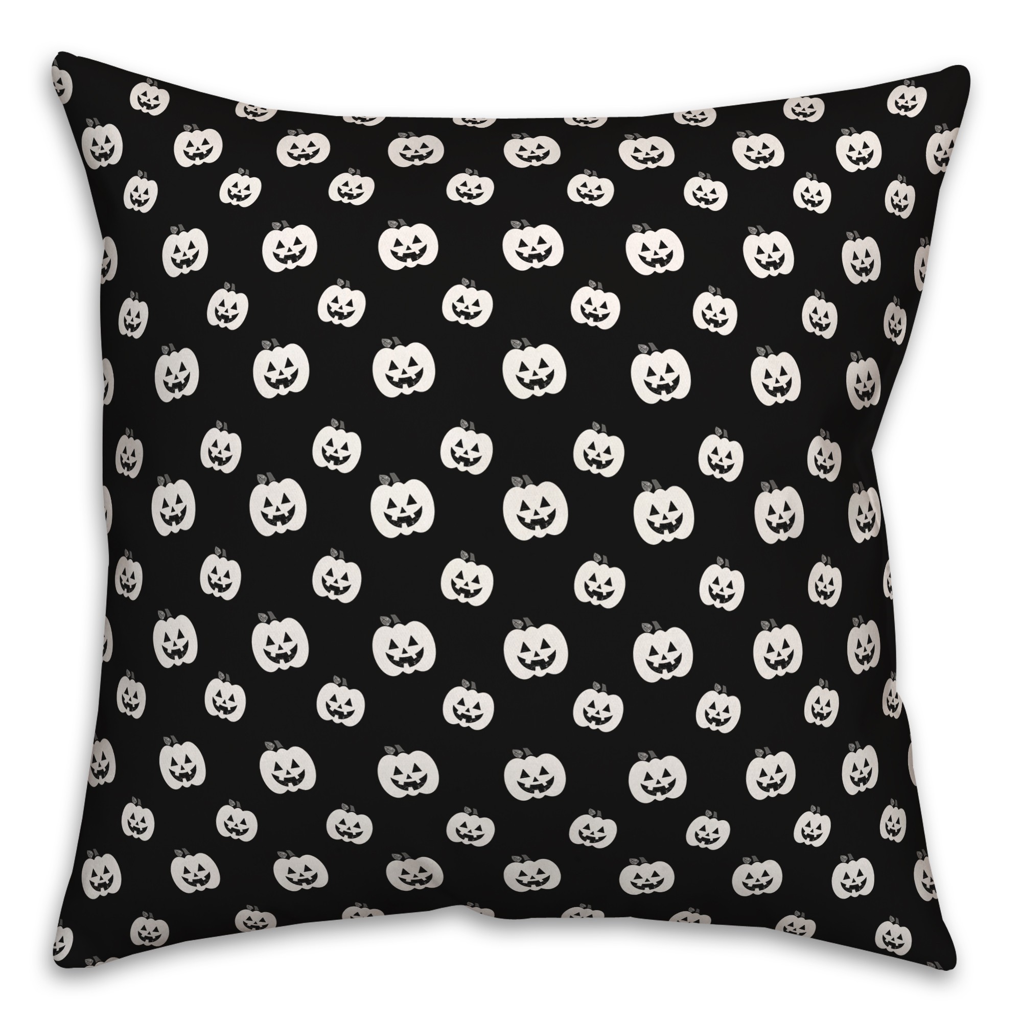 Black and White Pumpkins Pattern 18x18 Spun Poly Pillow