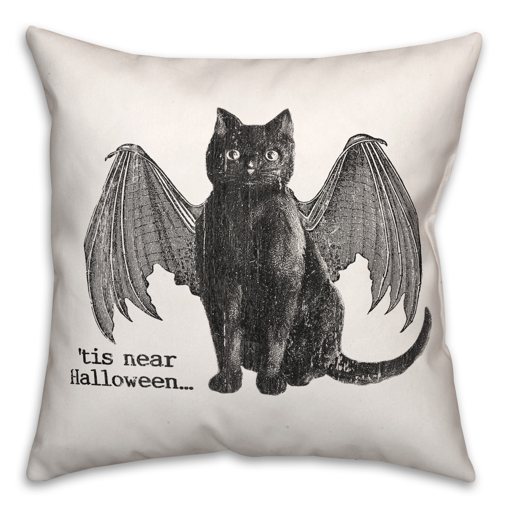 Tis Near Halloween Vampire Cat 18x18 Spun Poly Pillow
