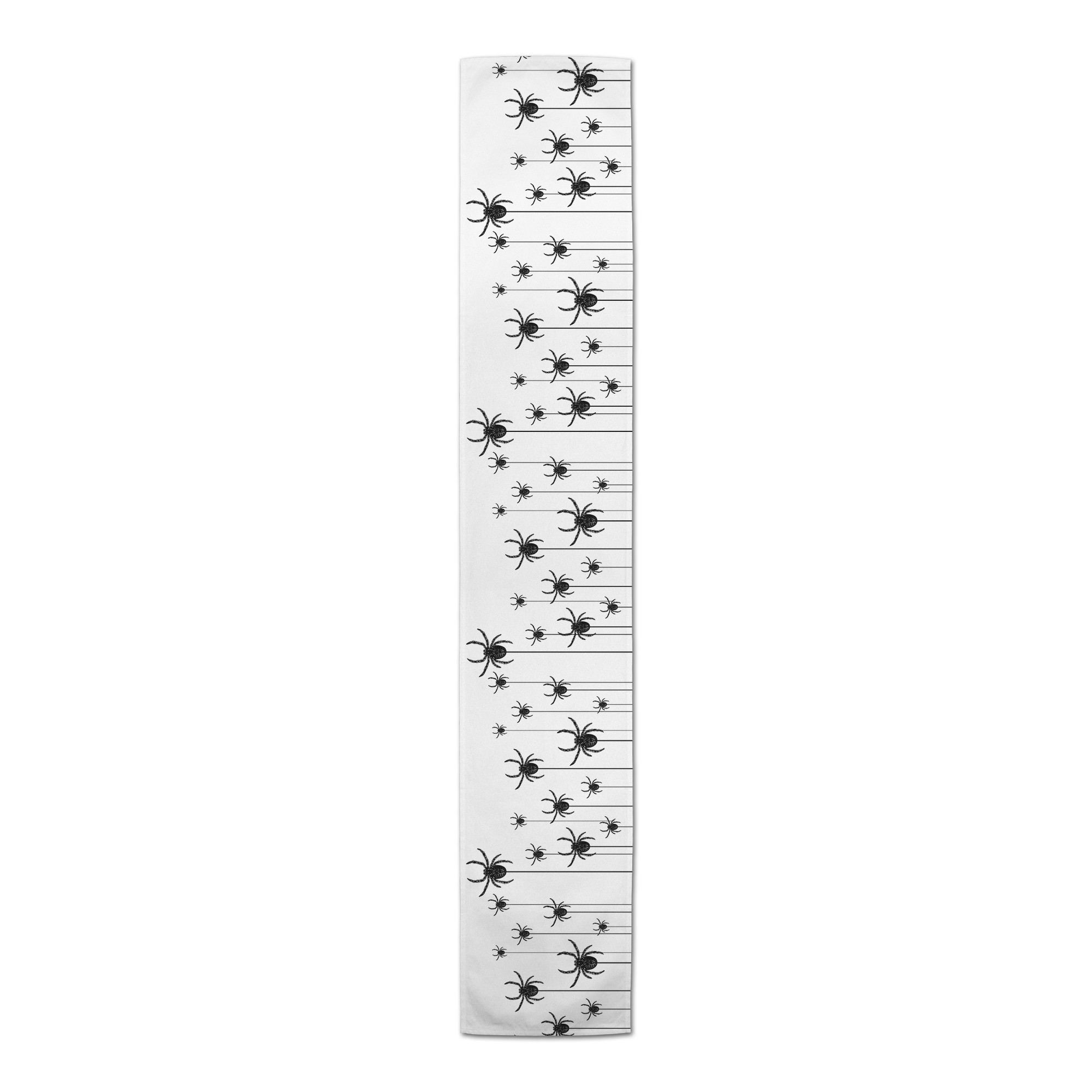 Black and White Spider Pattern  16x90 Poly Twill Table Runner