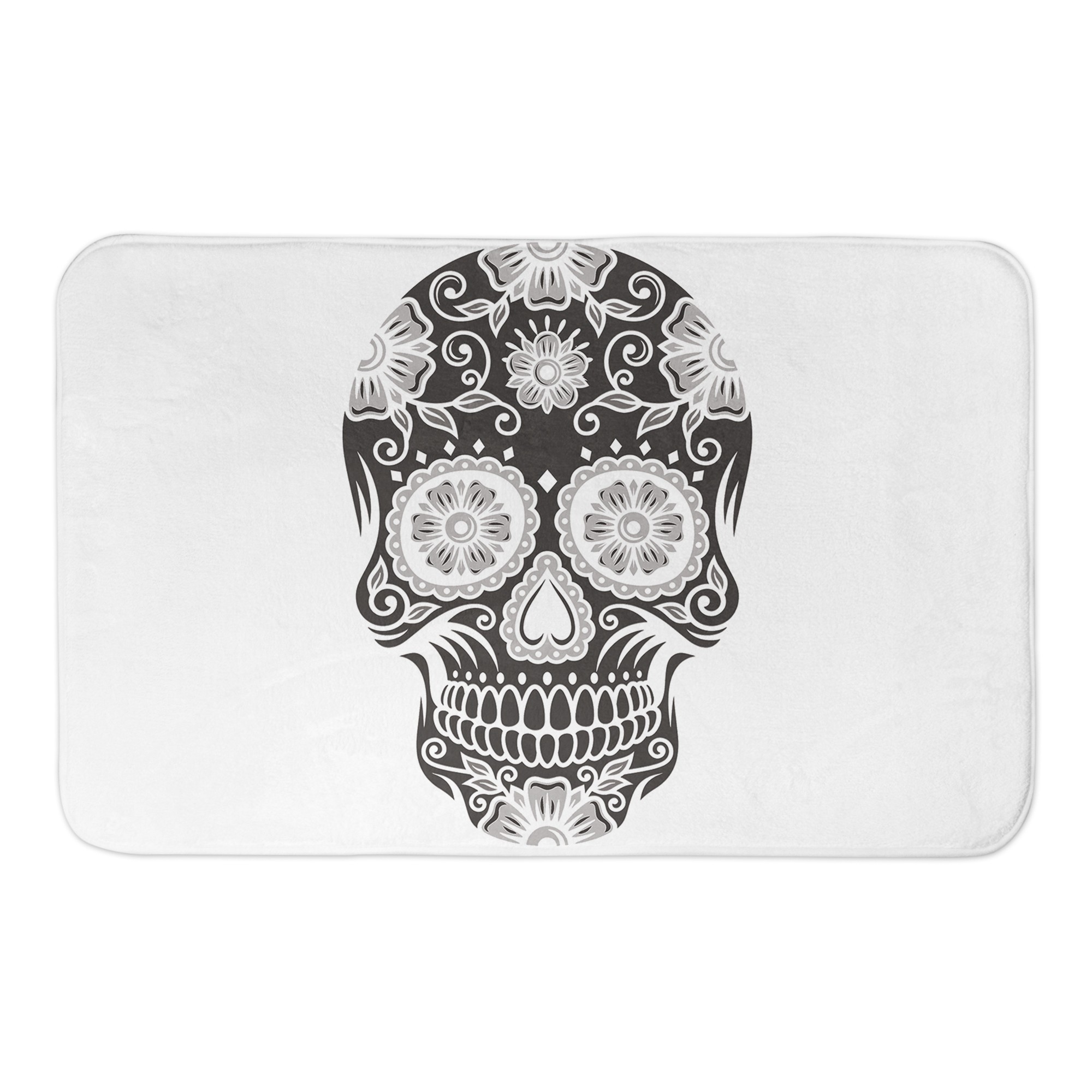 Black and White Sugar Skull 34x21 Bath Mat