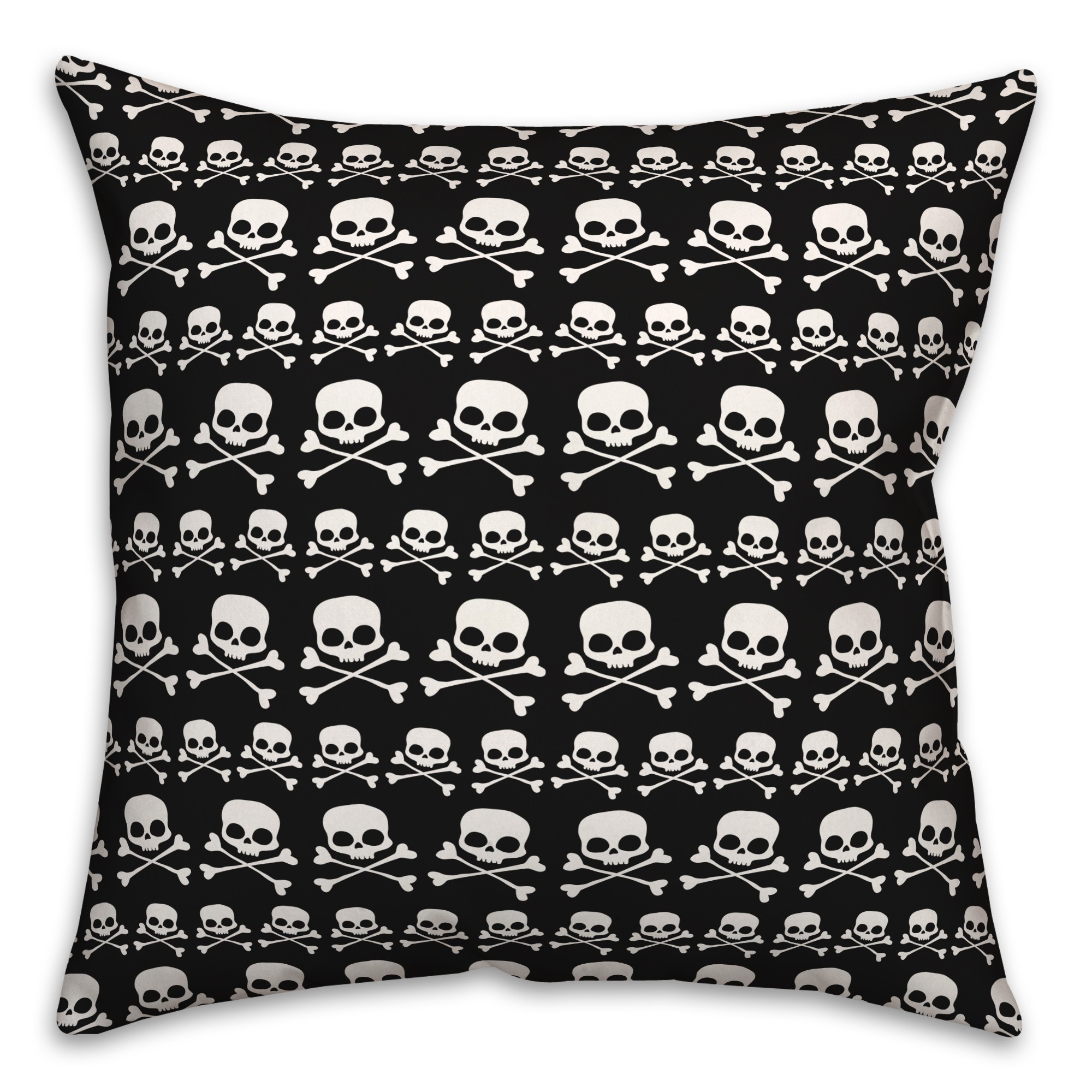 Black and White Skull Crossbones Pattern 18x18 Spun Poly Pillow