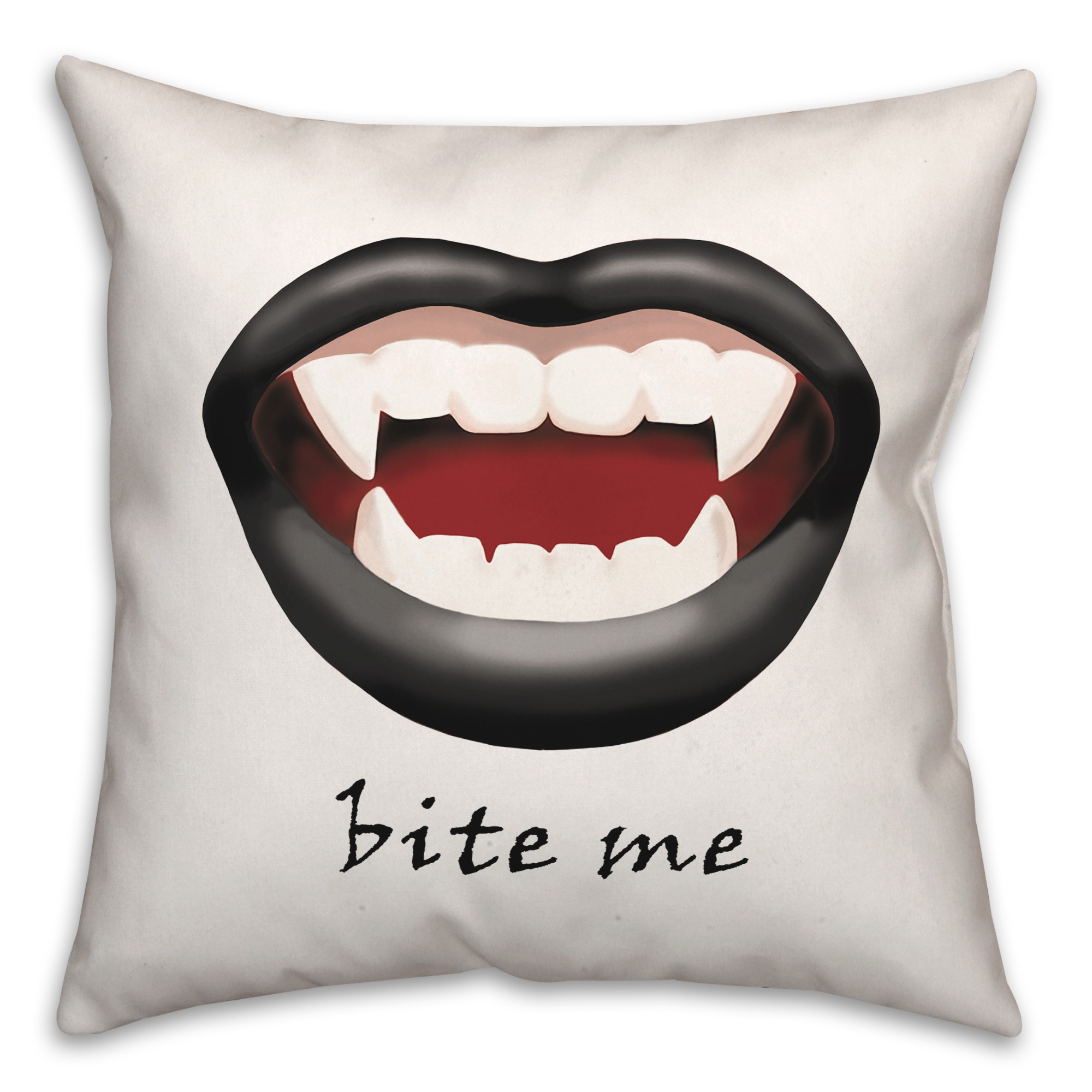 Bite Me Vampire Mouth  18x18 Spun Poly Pillow