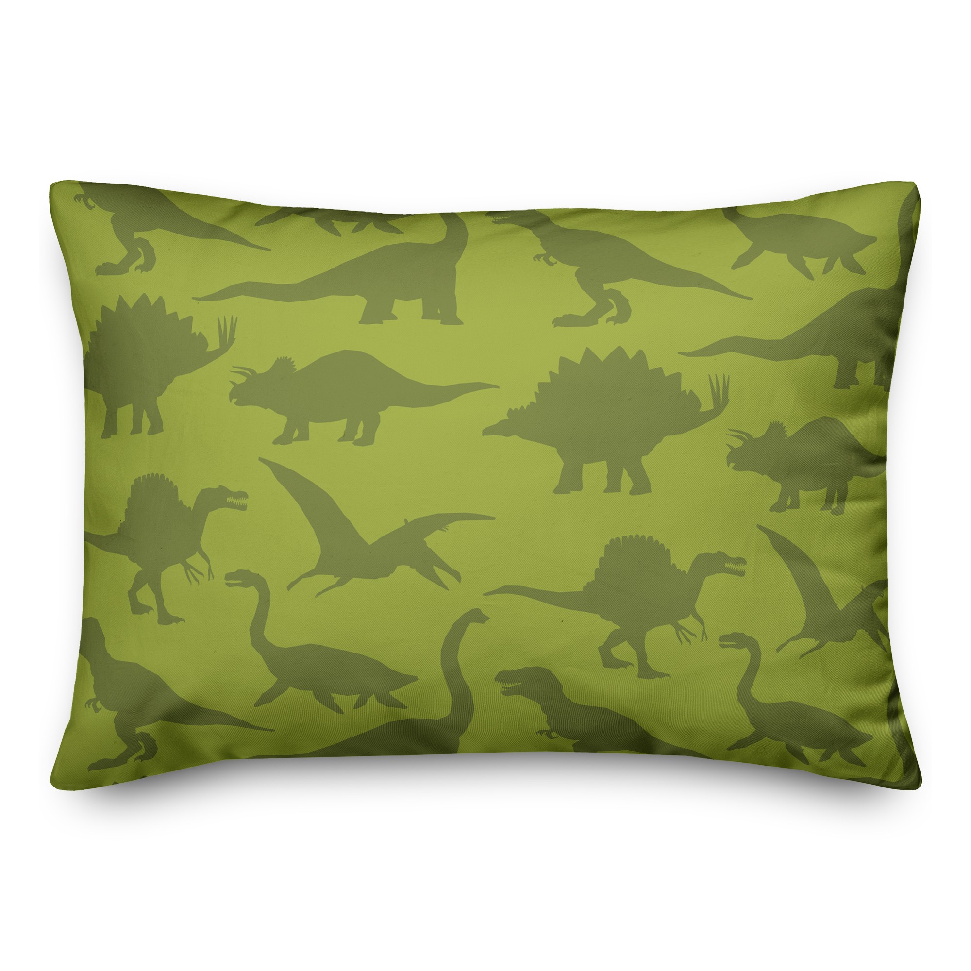 Dinosaur Pattern on Green and Lime 14x20 Spun Poly Pillow