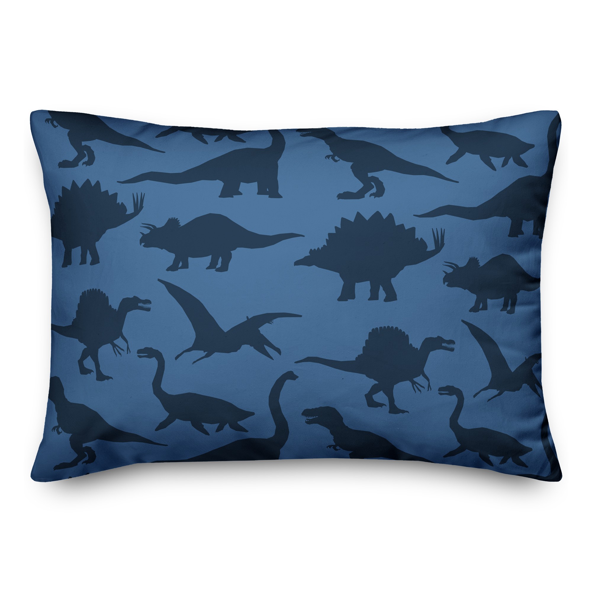 Dinosaur Pattern on Navy and Blue 14x20 Spun Poly Pillow