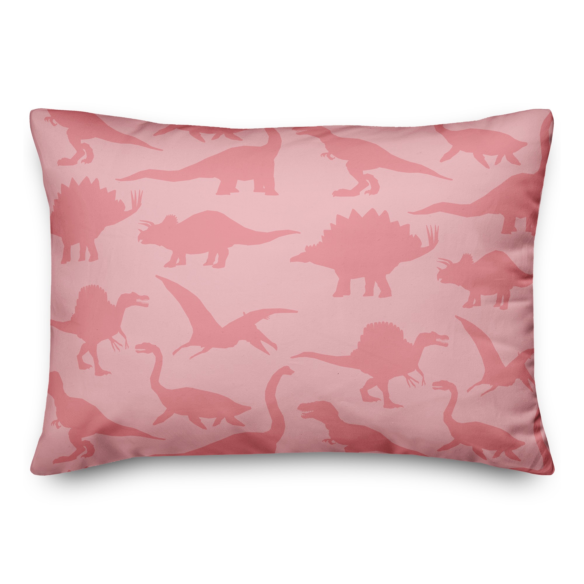 Dinosaur Pattern on Pink and Pink 14x20 Spun Poly Pillow