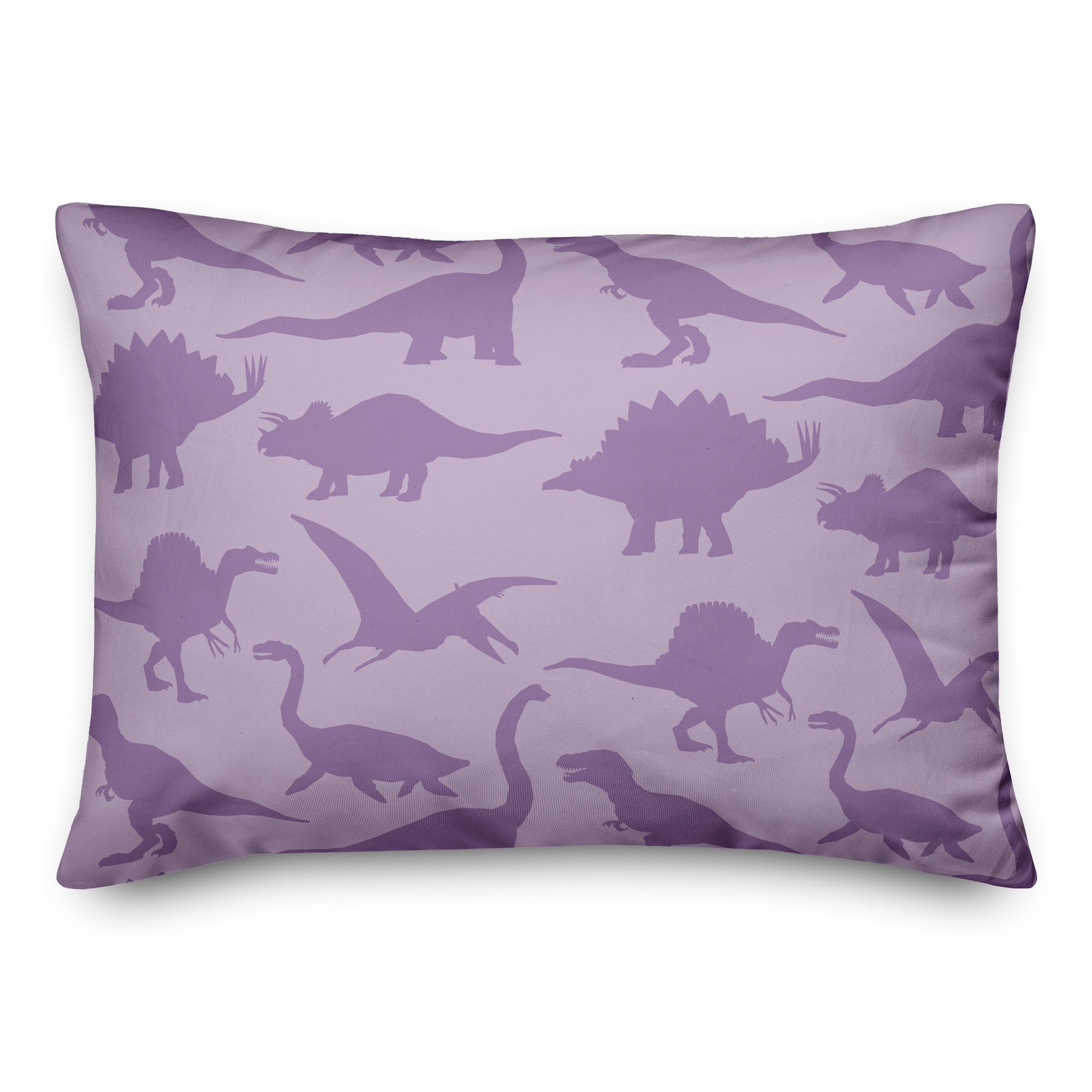 Dinosaur Pattern on Purple and Purple 14x20 Spun Poly Pillow