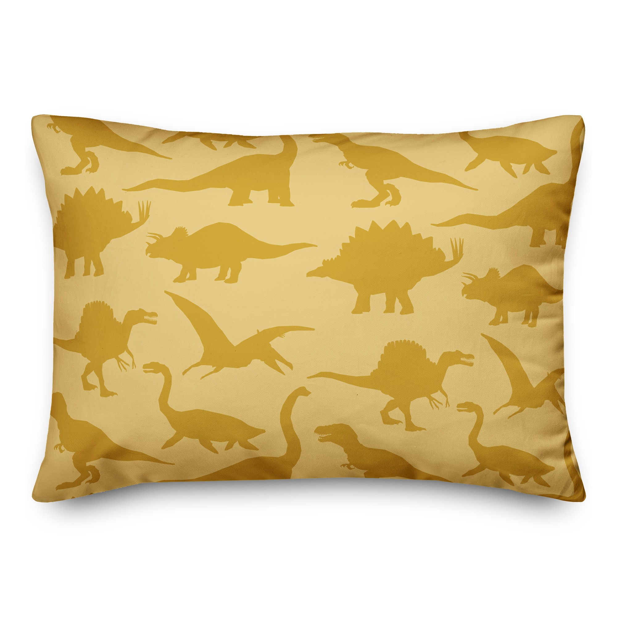 Dinosaur Pattern on Yellow and Yellow 14x20 Spun Poly Pillow