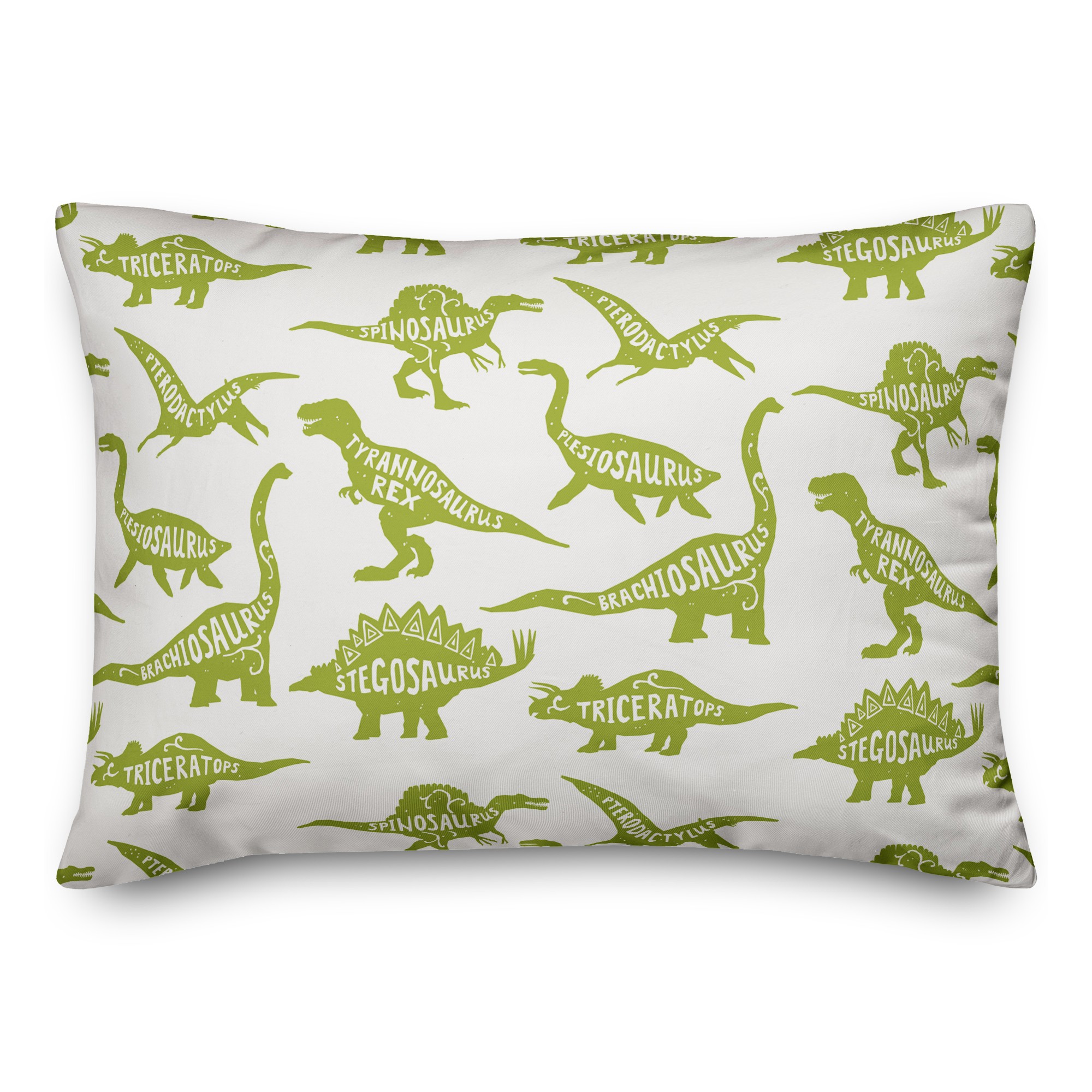 Dinosaurs with Names Green 14x20 Spun Poly Pillow