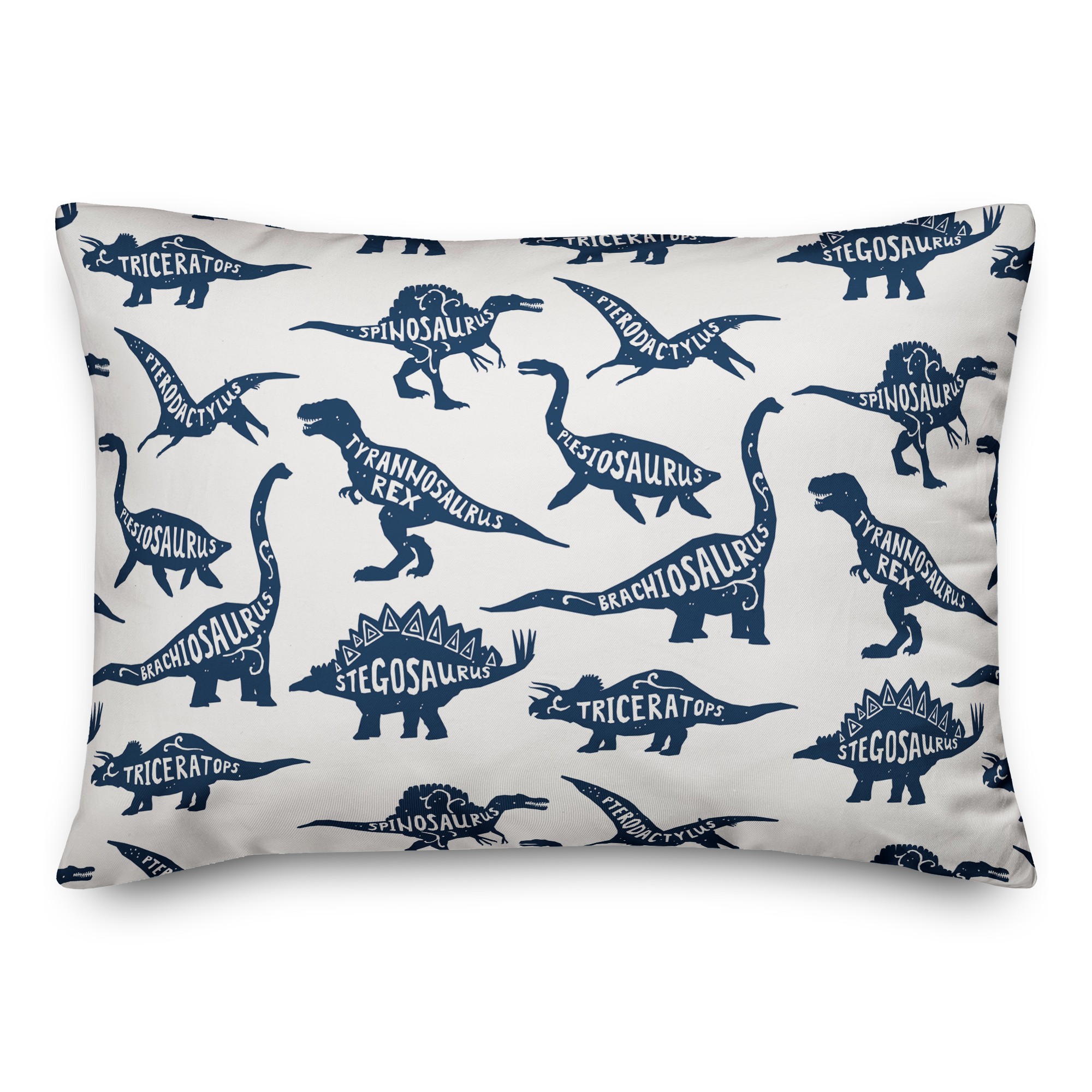 Dinosaurs with Names Navy 14x20 Spun Poly Pillow