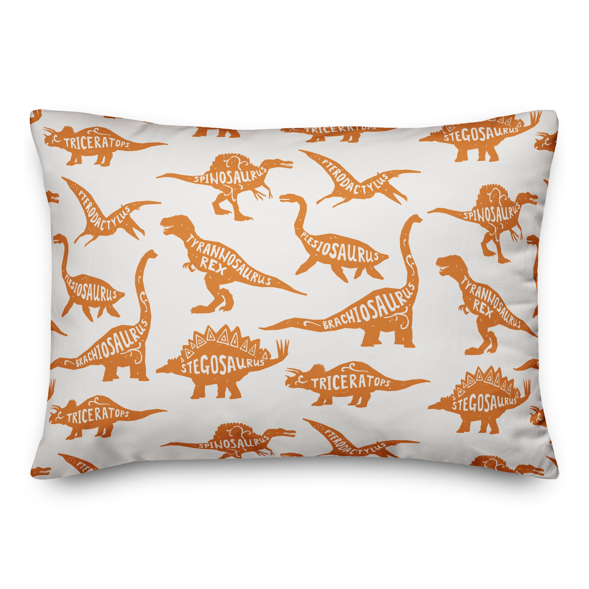 Dinosaurs with Names Orange 14x20 Spun Poly Pillow