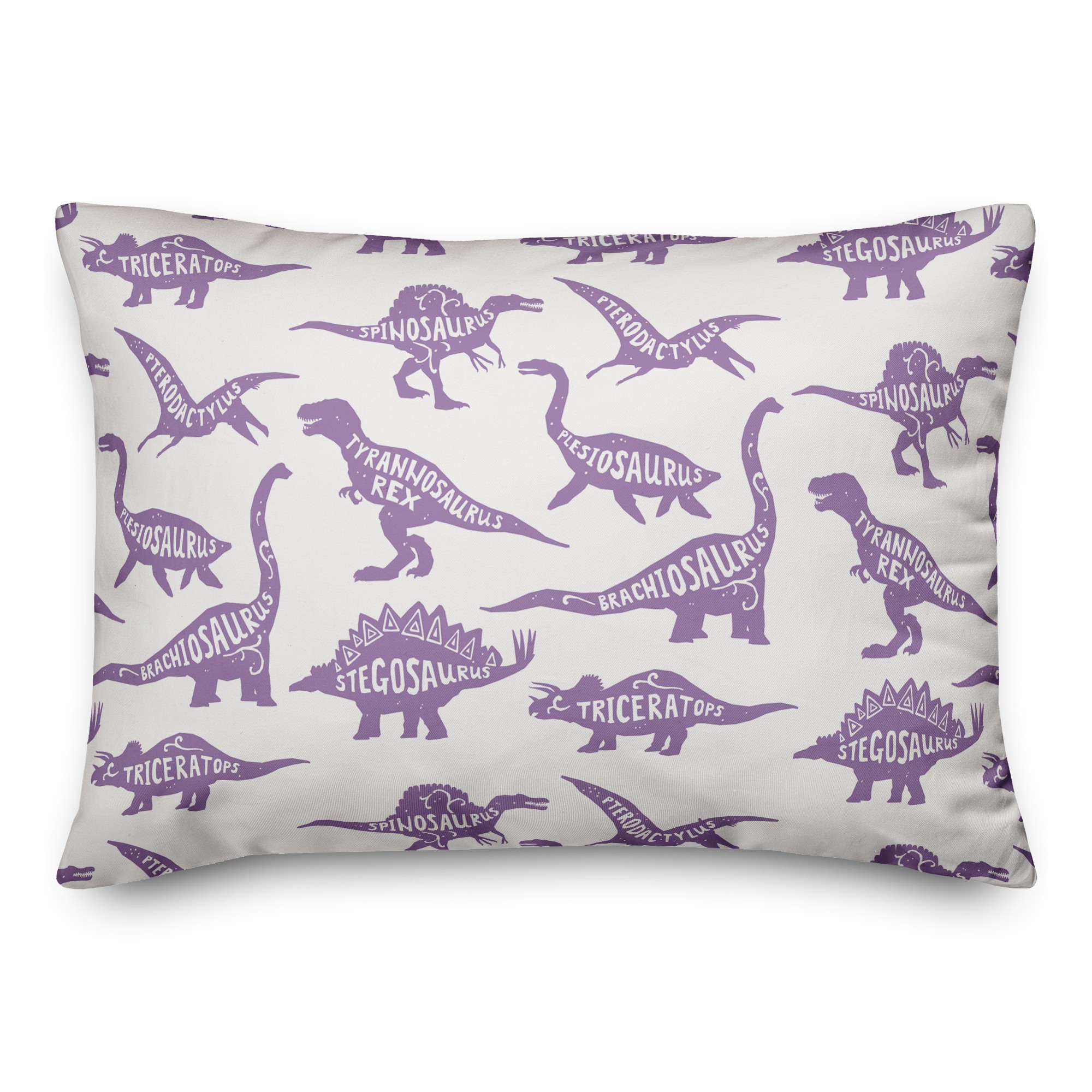 Dinosaurs with Names Purple 14x20 Spun Poly Pillow