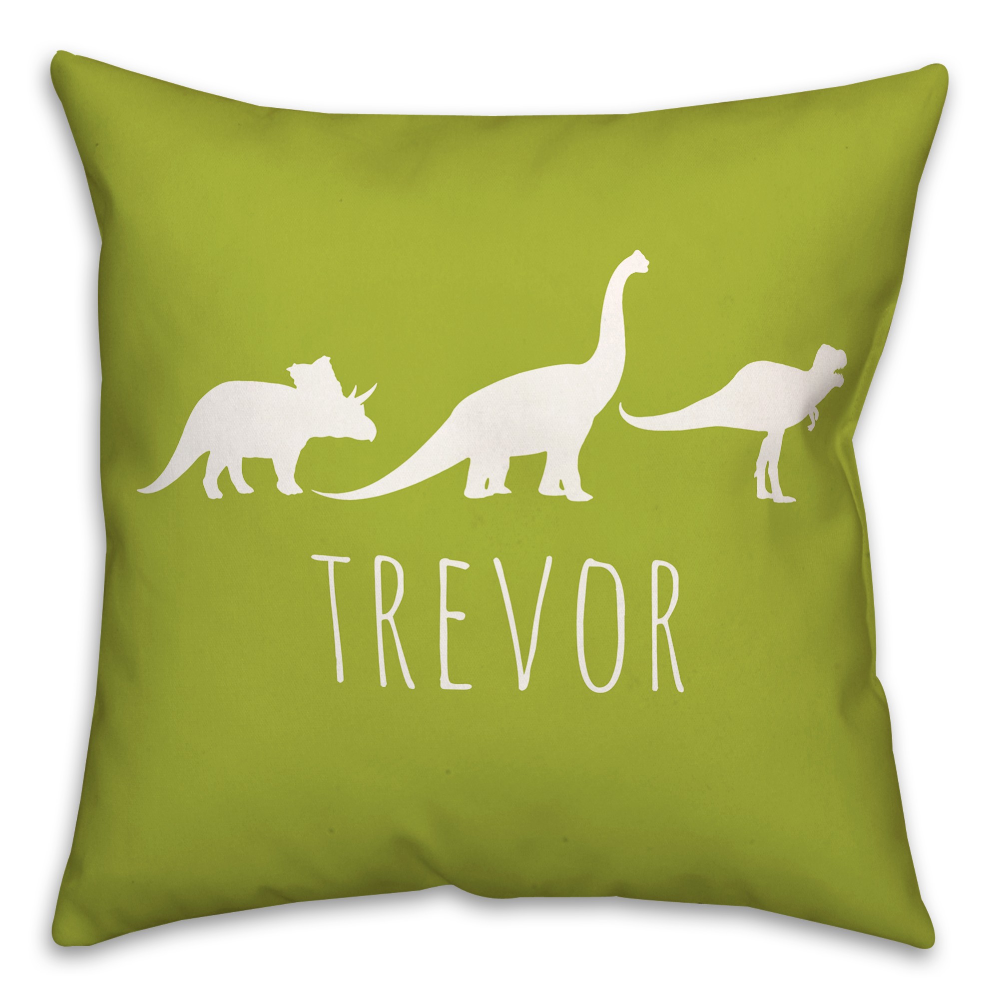 Dinos with Chevron Solid Lime 18x18 Personalized Spun Poly Pillow