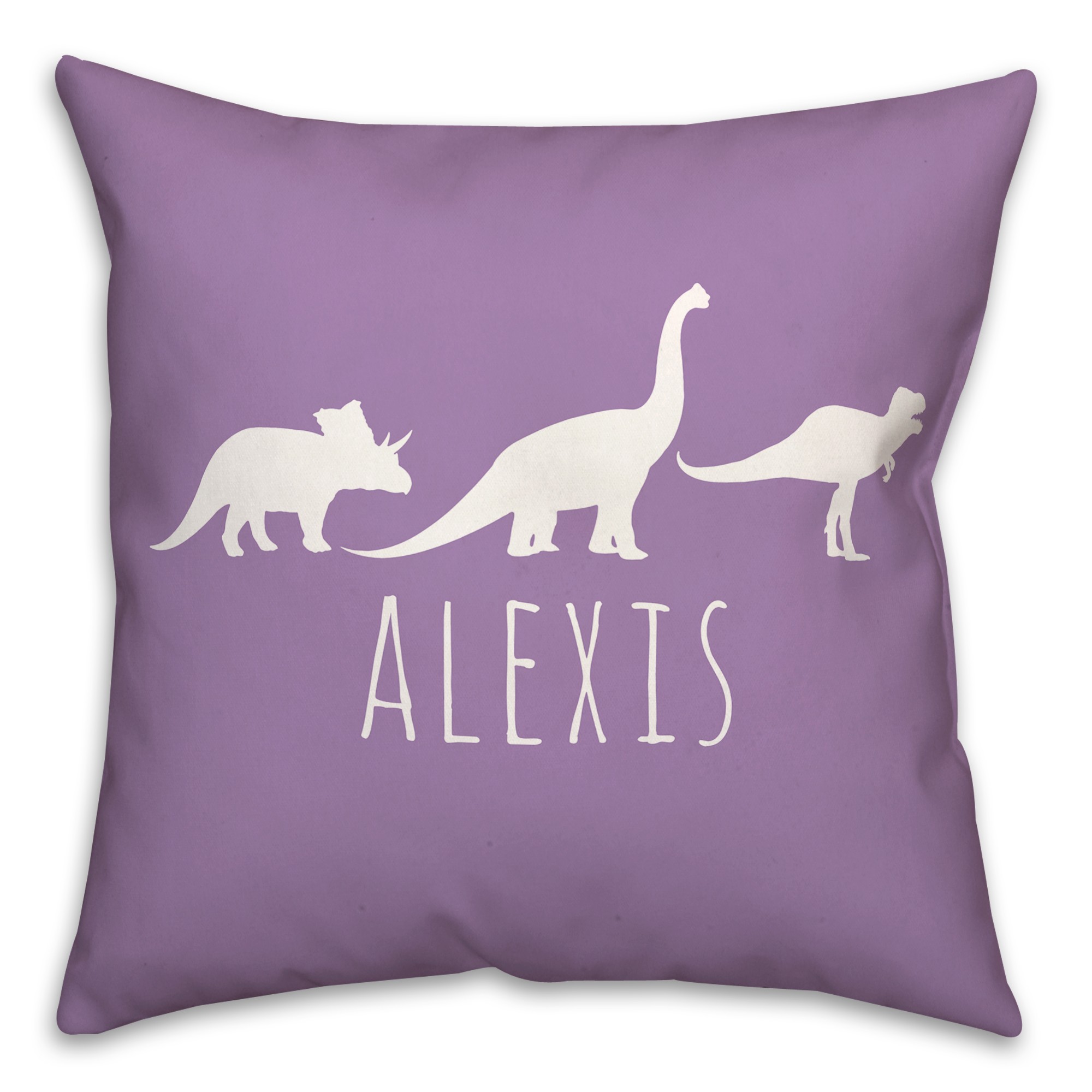 Dinos with Chevron Solid Purple 18x18 Personalized Spun Poly Pillow