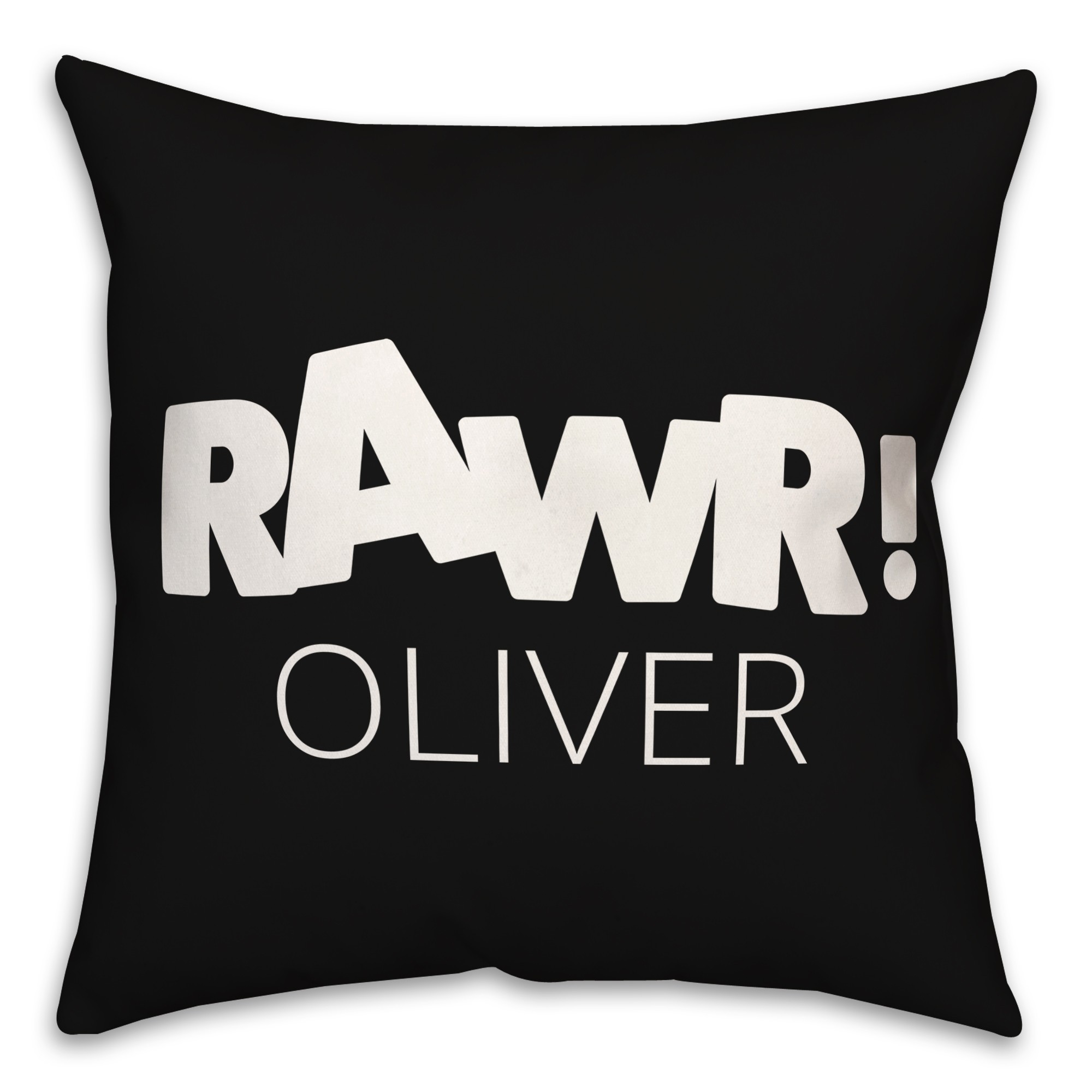 Black and White Dinosaur with Name 18x18 Personalized Spun Poly Pillow